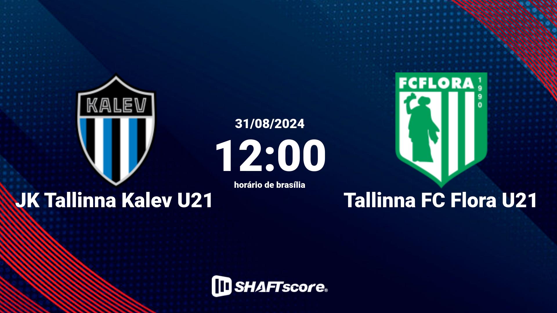 Estatísticas do jogo JK Tallinna Kalev U21 vs Tallinna FC Flora U21 31.08 12:00