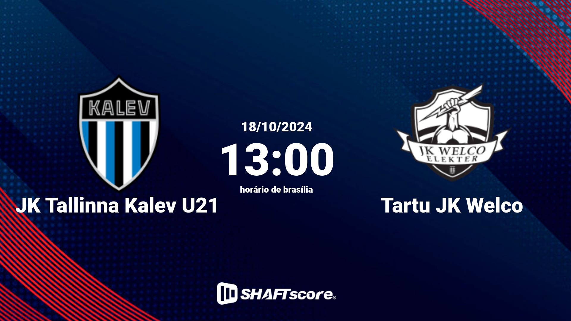 Estatísticas do jogo JK Tallinna Kalev U21 vs Tartu JK Welco 18.10 13:00