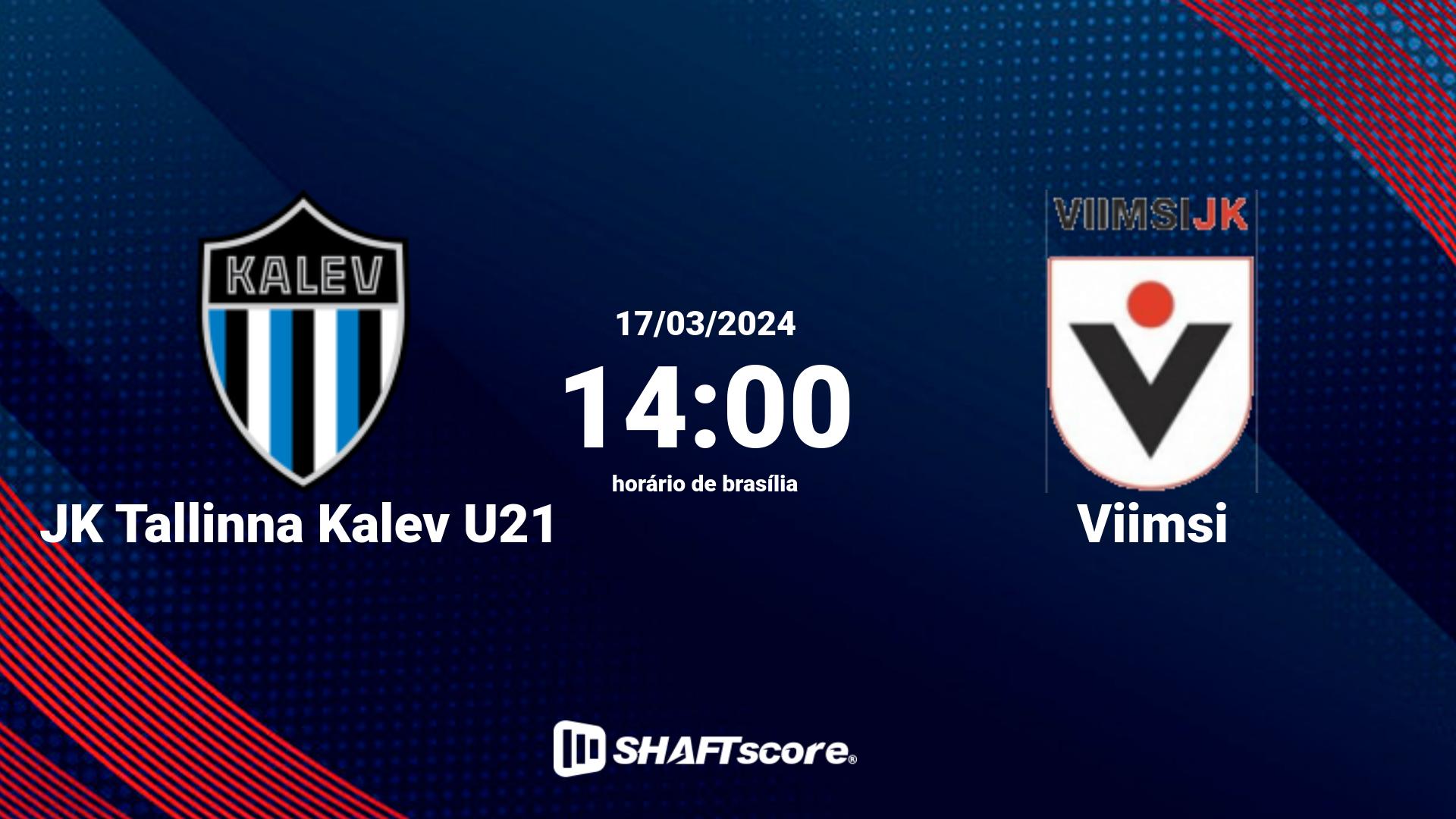 Estatísticas do jogo JK Tallinna Kalev U21 vs Viimsi 17.03 14:00