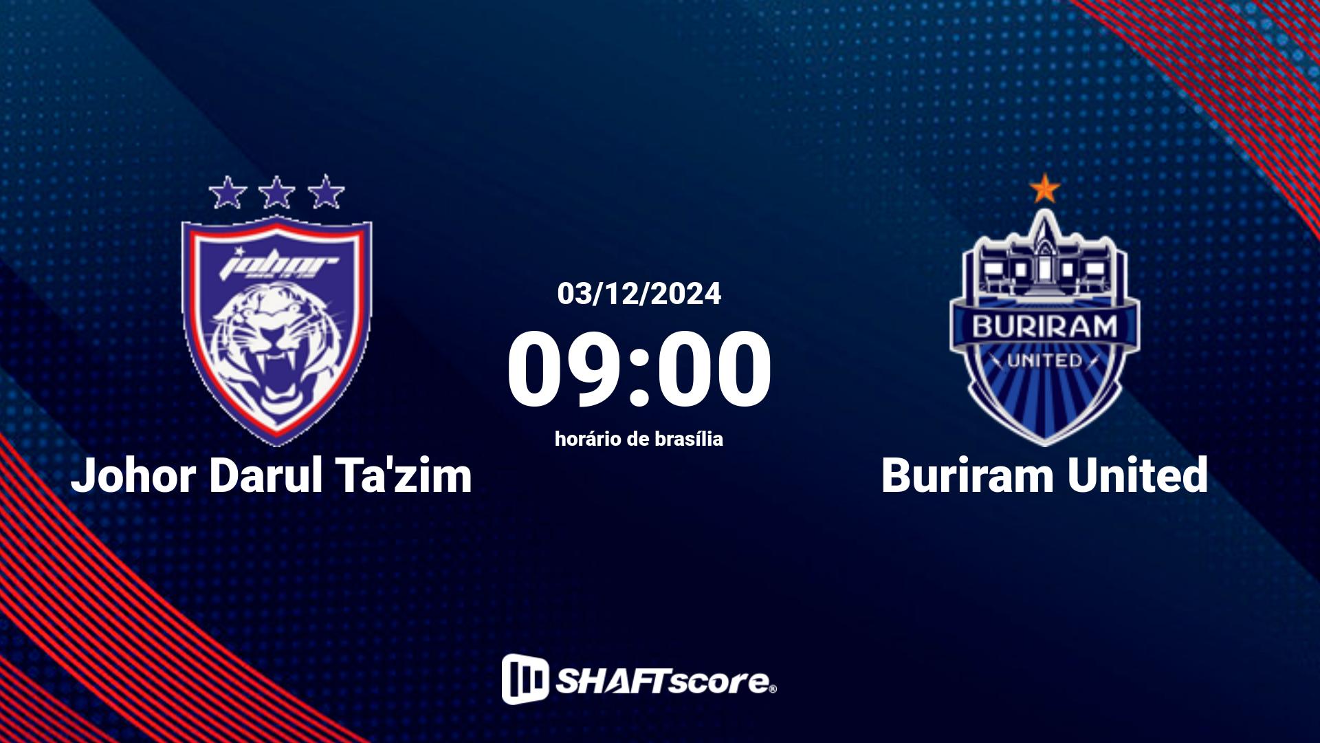 Estatísticas do jogo Johor Darul Ta'zim vs Buriram United 03.12 09:00