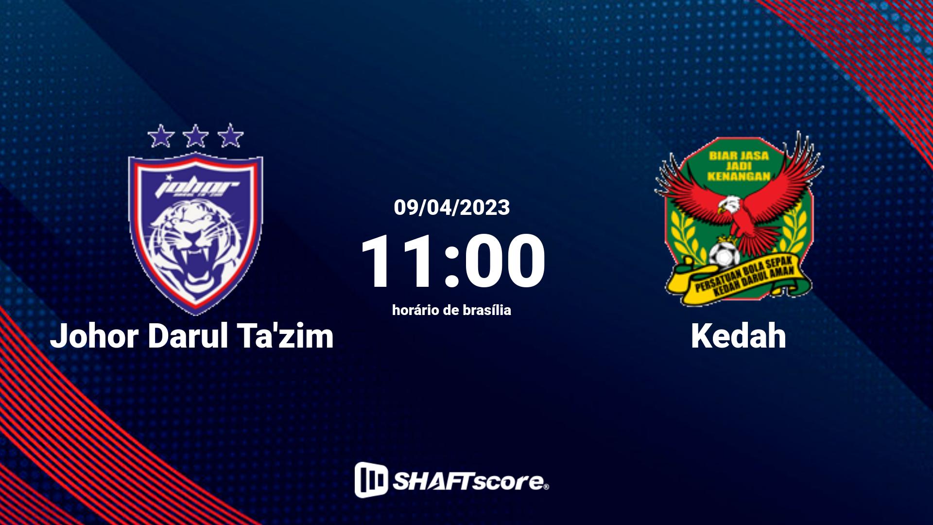 Estatísticas do jogo Johor Darul Ta'zim vs Kedah 09.04 11:00