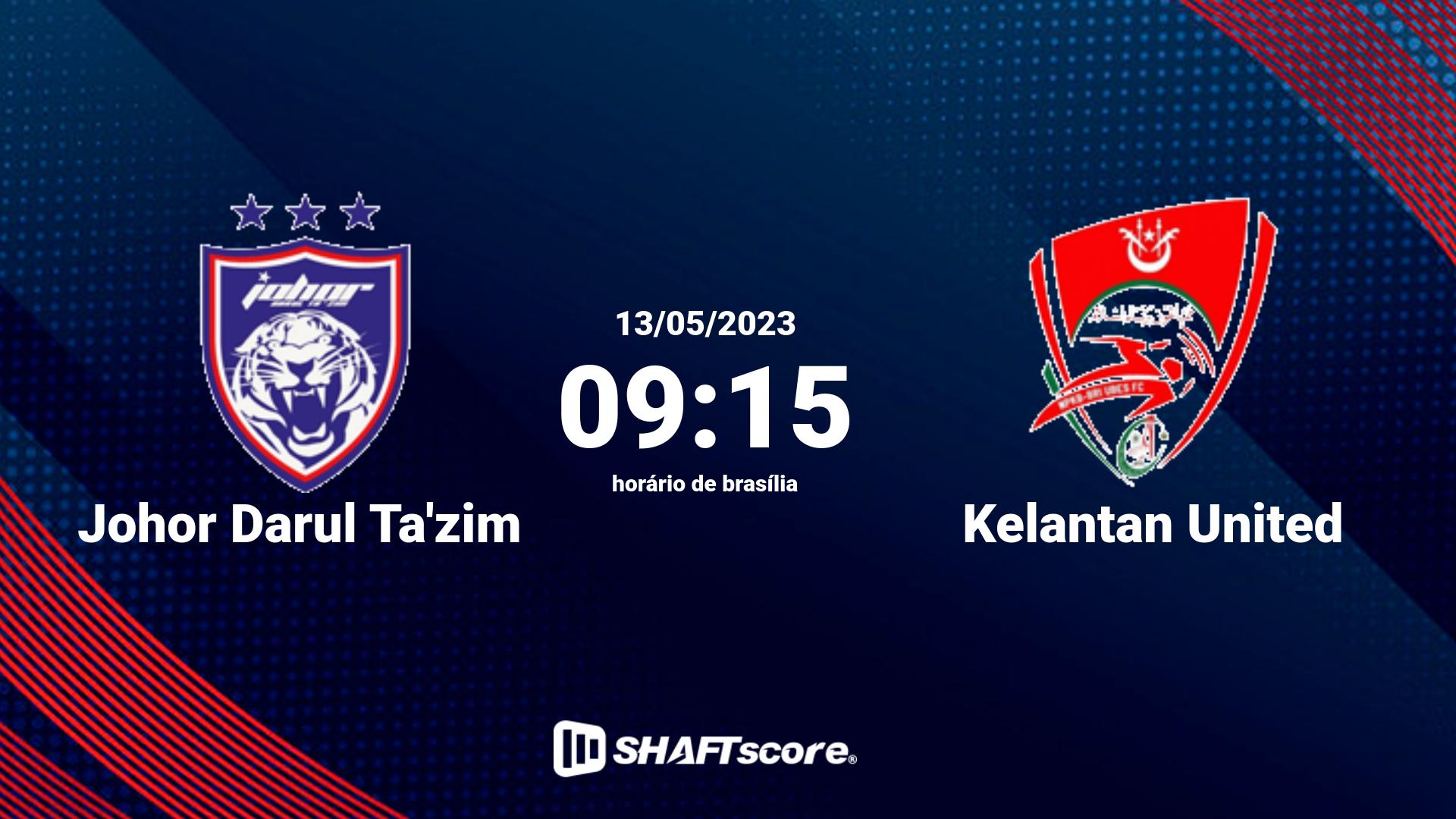 Estatísticas do jogo Johor Darul Ta'zim vs Kelantan United 13.05 09:15
