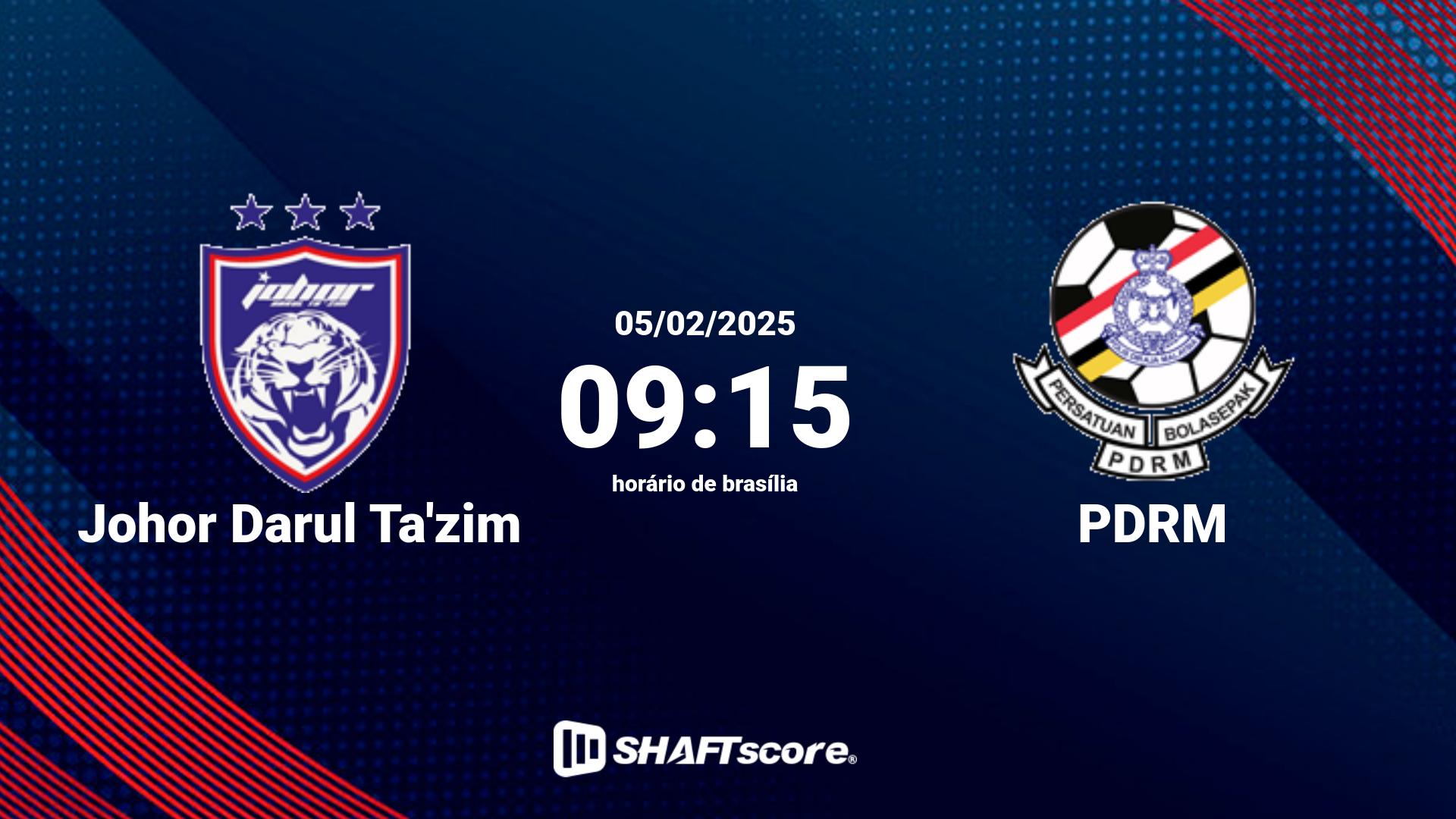 Estatísticas do jogo Johor Darul Ta'zim vs PDRM 05.02 09:15