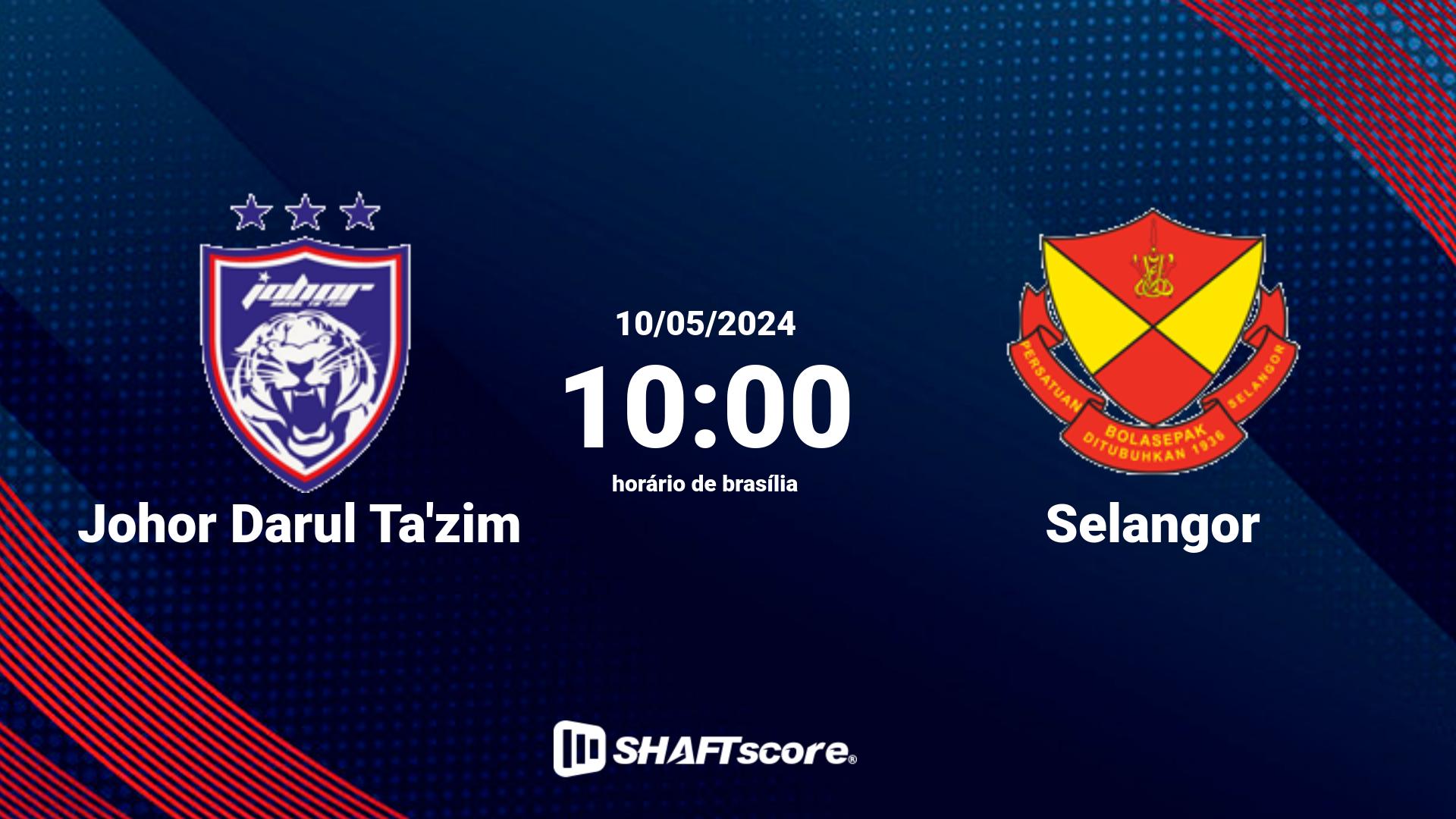 Estatísticas do jogo Johor Darul Ta'zim vs Selangor 10.05 10:00