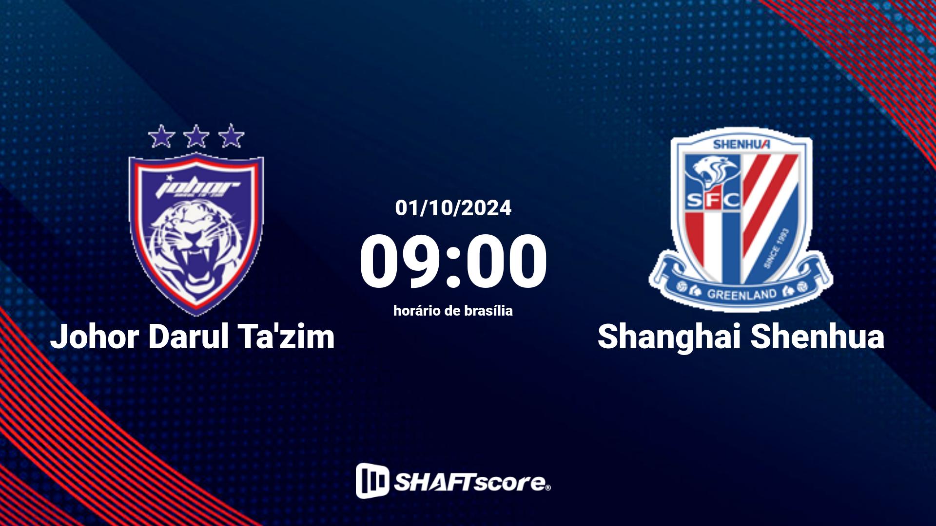 Estatísticas do jogo Johor Darul Ta'zim vs Shanghai Shenhua 01.10 09:00