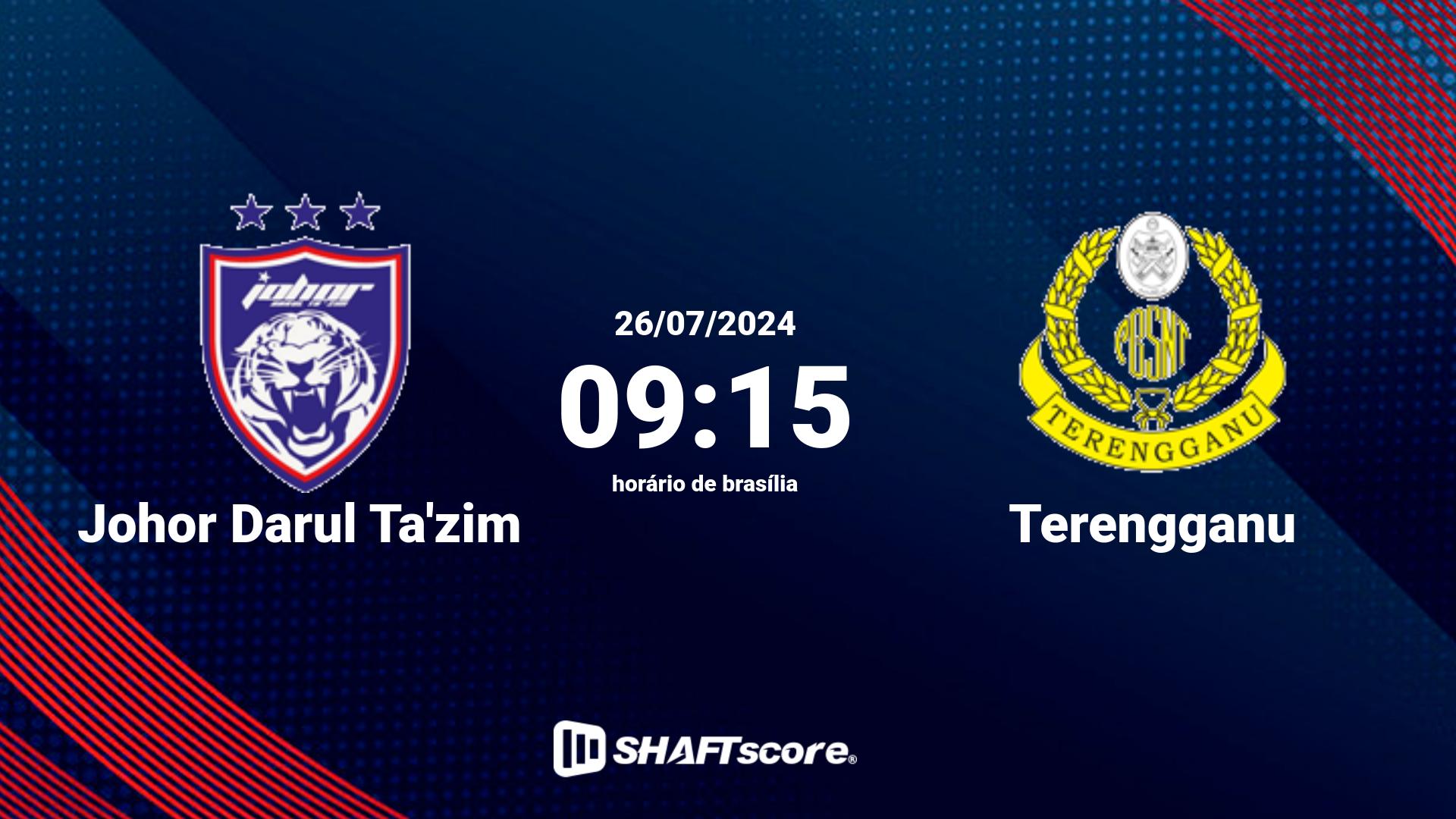Estatísticas do jogo Johor Darul Ta'zim vs Terengganu 26.07 09:15