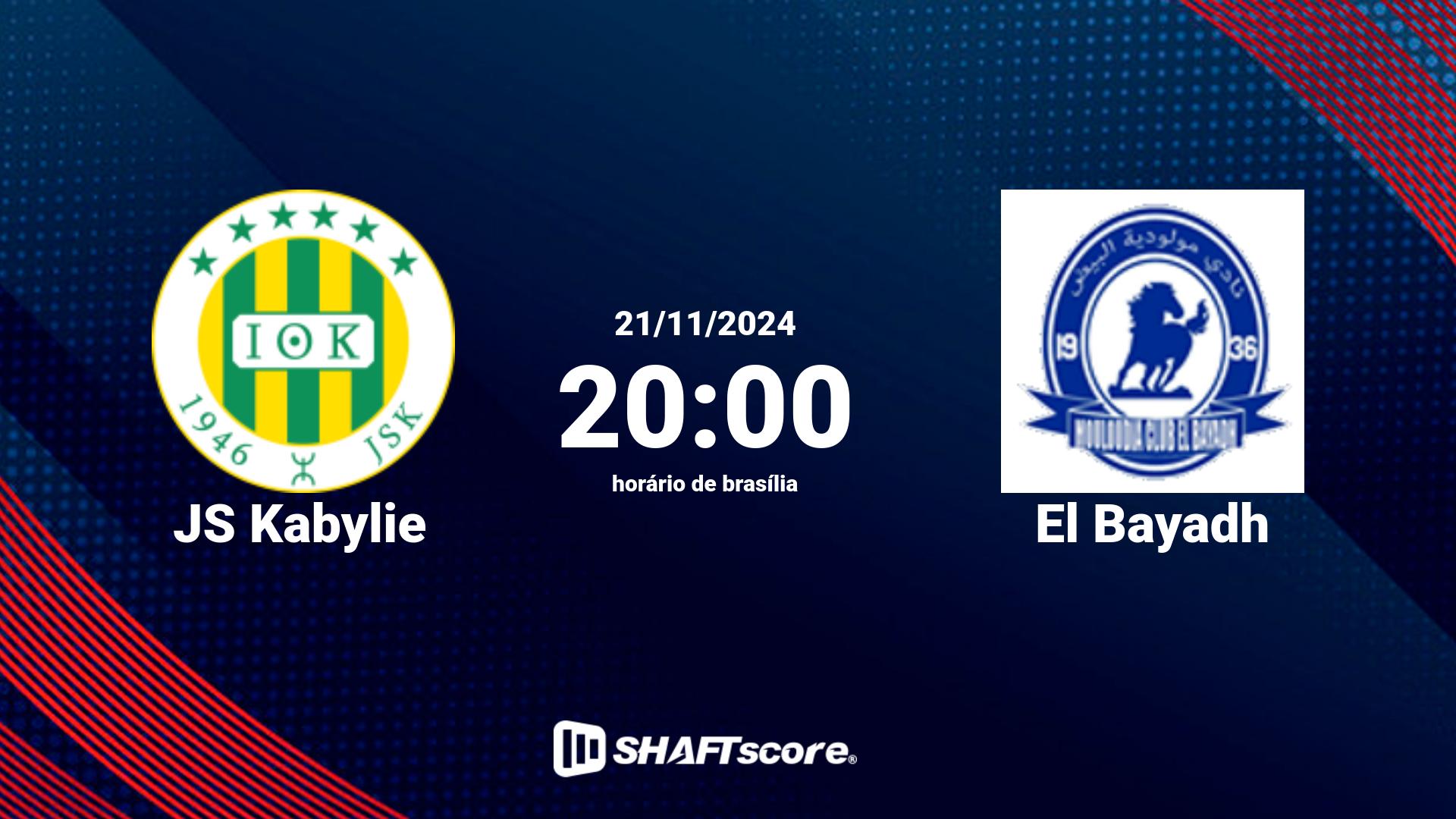 Estatísticas do jogo JS Kabylie vs El Bayadh 21.11 20:00