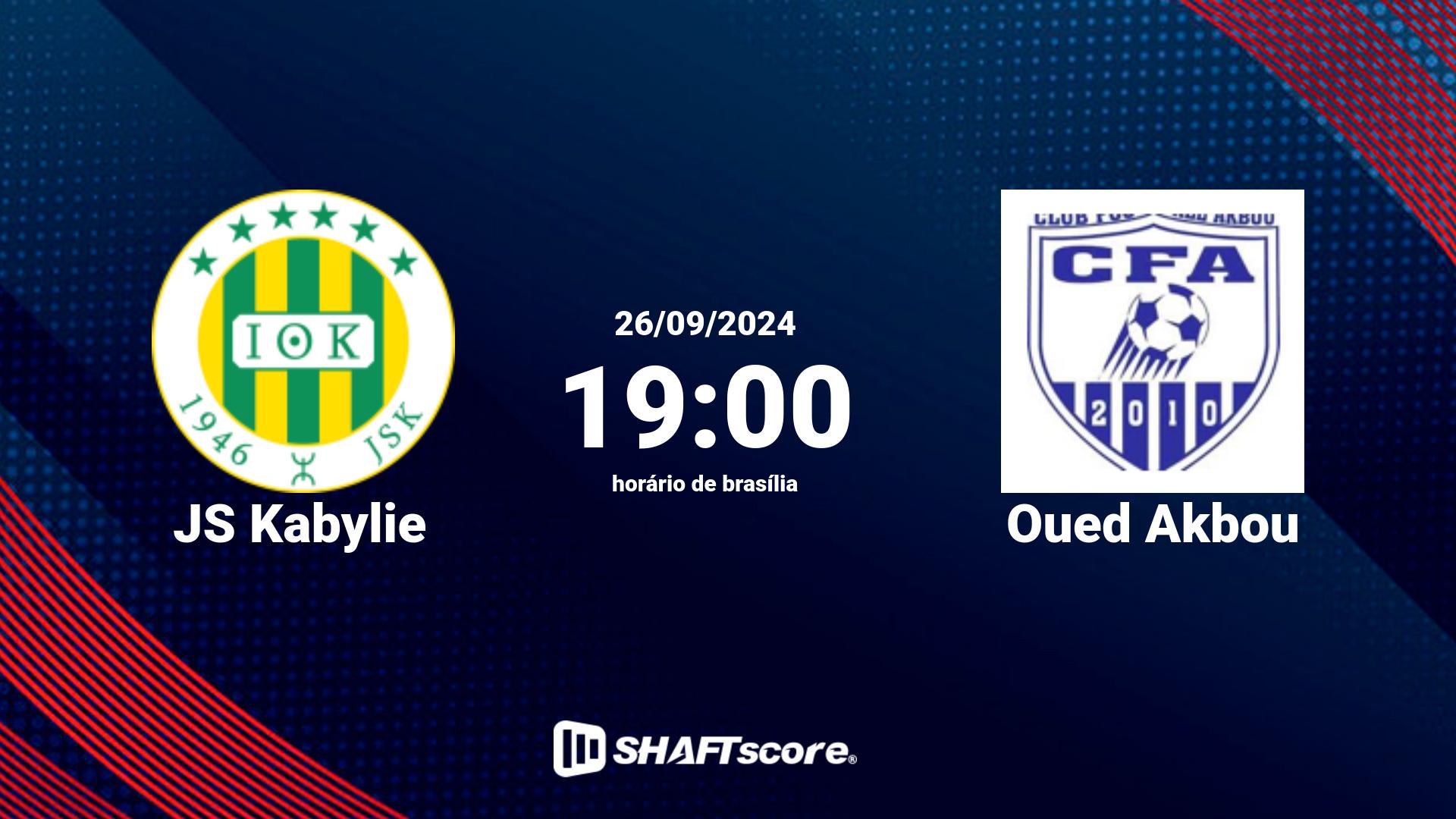 Estatísticas do jogo JS Kabylie vs Oued Akbou 26.09 19:00