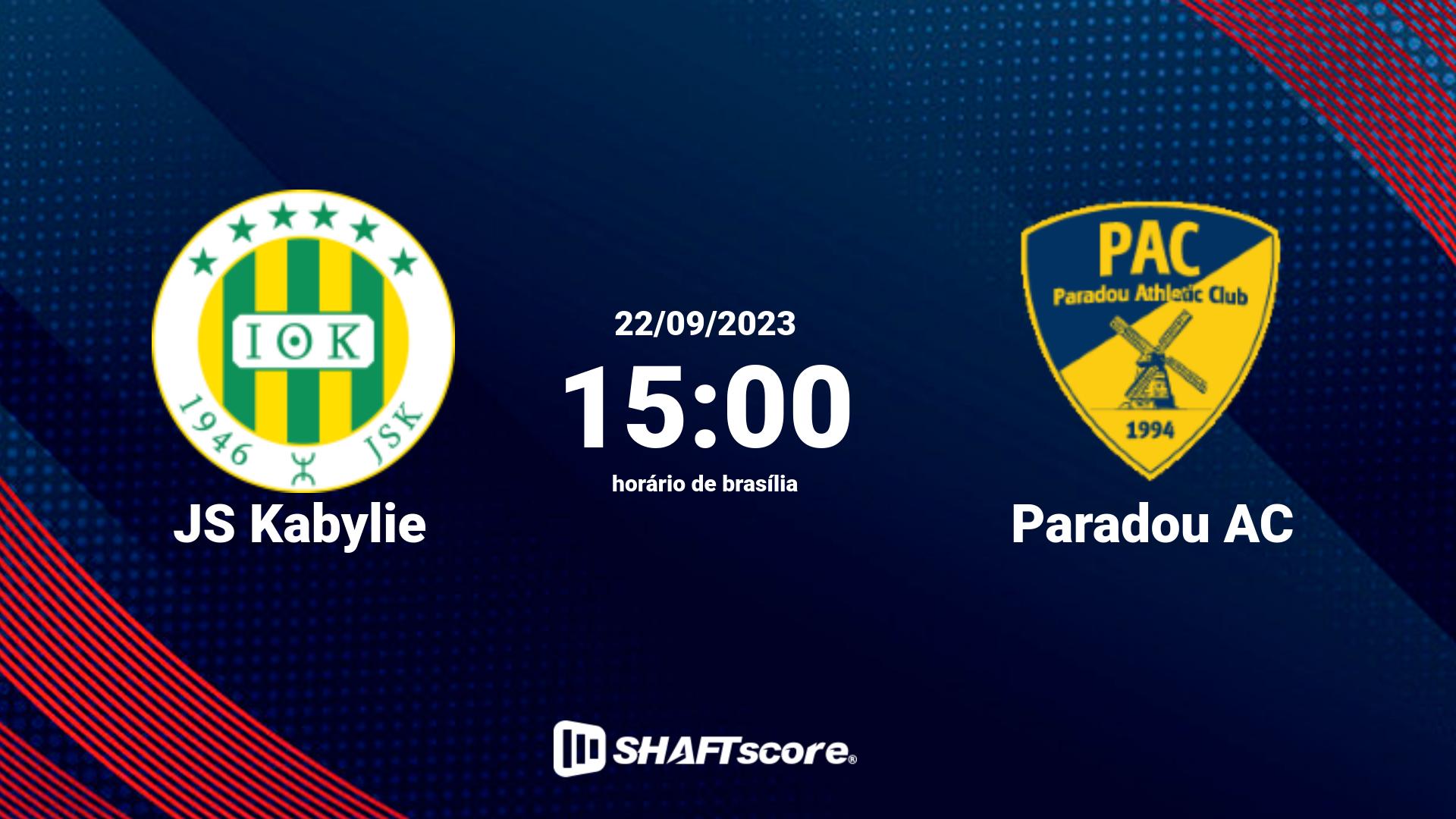 Estatísticas do jogo JS Kabylie vs Paradou AC 22.09 15:00