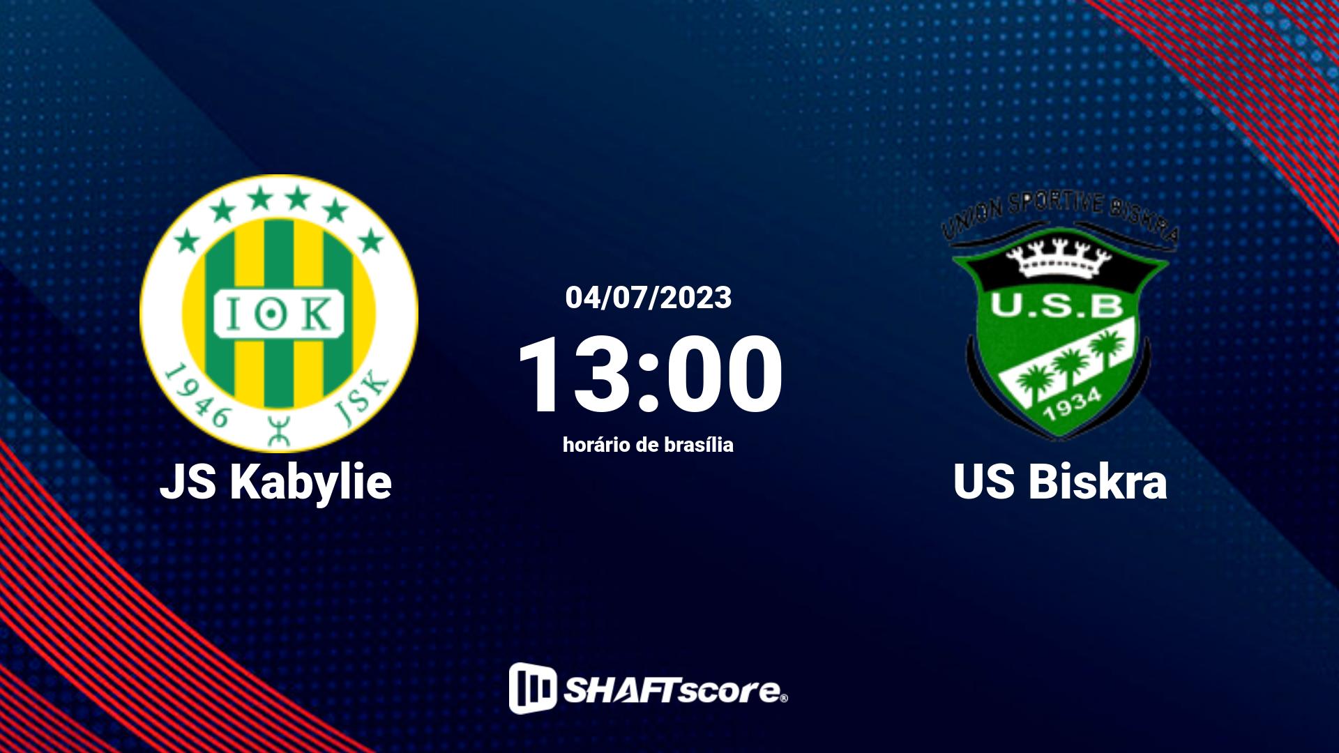 Estatísticas do jogo JS Kabylie vs US Biskra 04.07 13:00