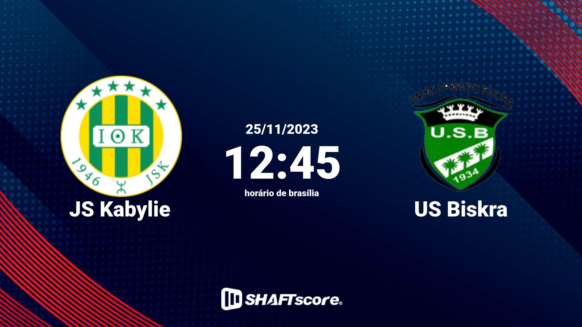 Estatísticas do jogo JS Kabylie vs US Biskra 25.11 12:45