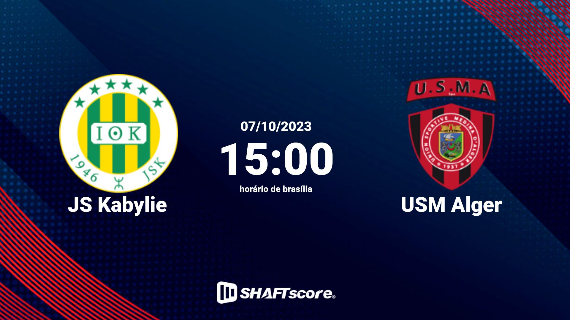 Estatísticas do jogo JS Kabylie vs USM Alger 07.10 15:00