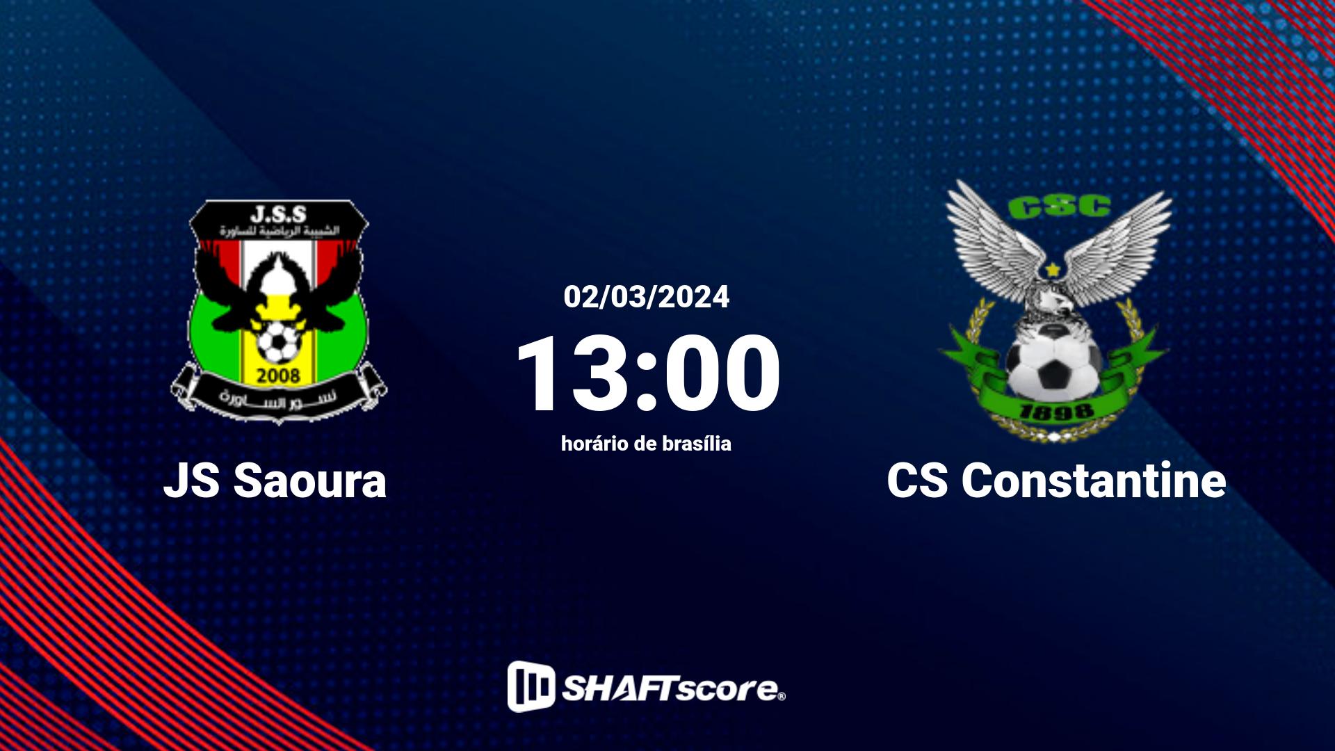 Estatísticas do jogo JS Saoura vs CS Constantine 02.03 13:00