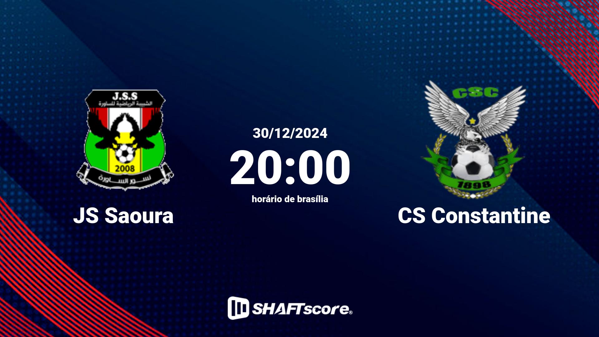 Estatísticas do jogo JS Saoura vs CS Constantine 30.12 20:00