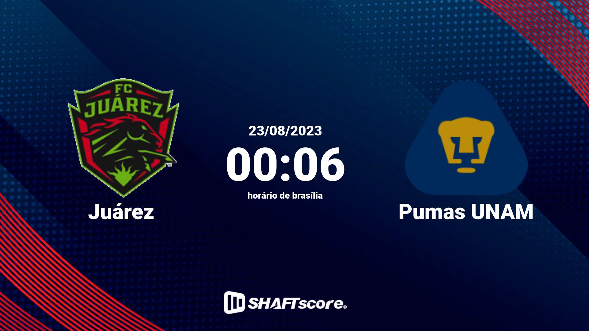 Estatísticas do jogo Juárez vs Pumas UNAM 23.08 00:06