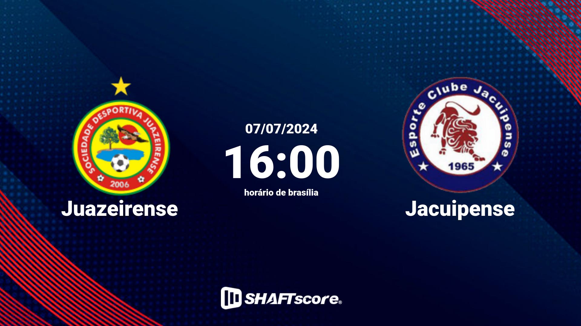Estatísticas do jogo Juazeirense vs Jacuipense 07.07 16:00