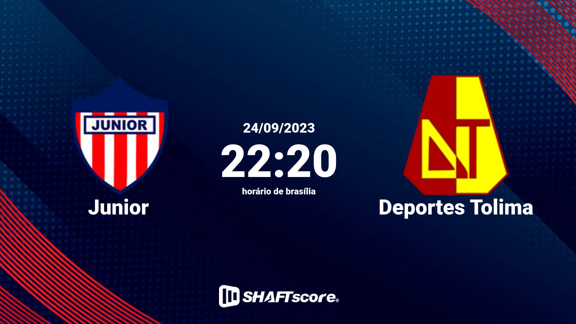 Estatísticas do jogo Junior vs Deportes Tolima 24.09 22:20