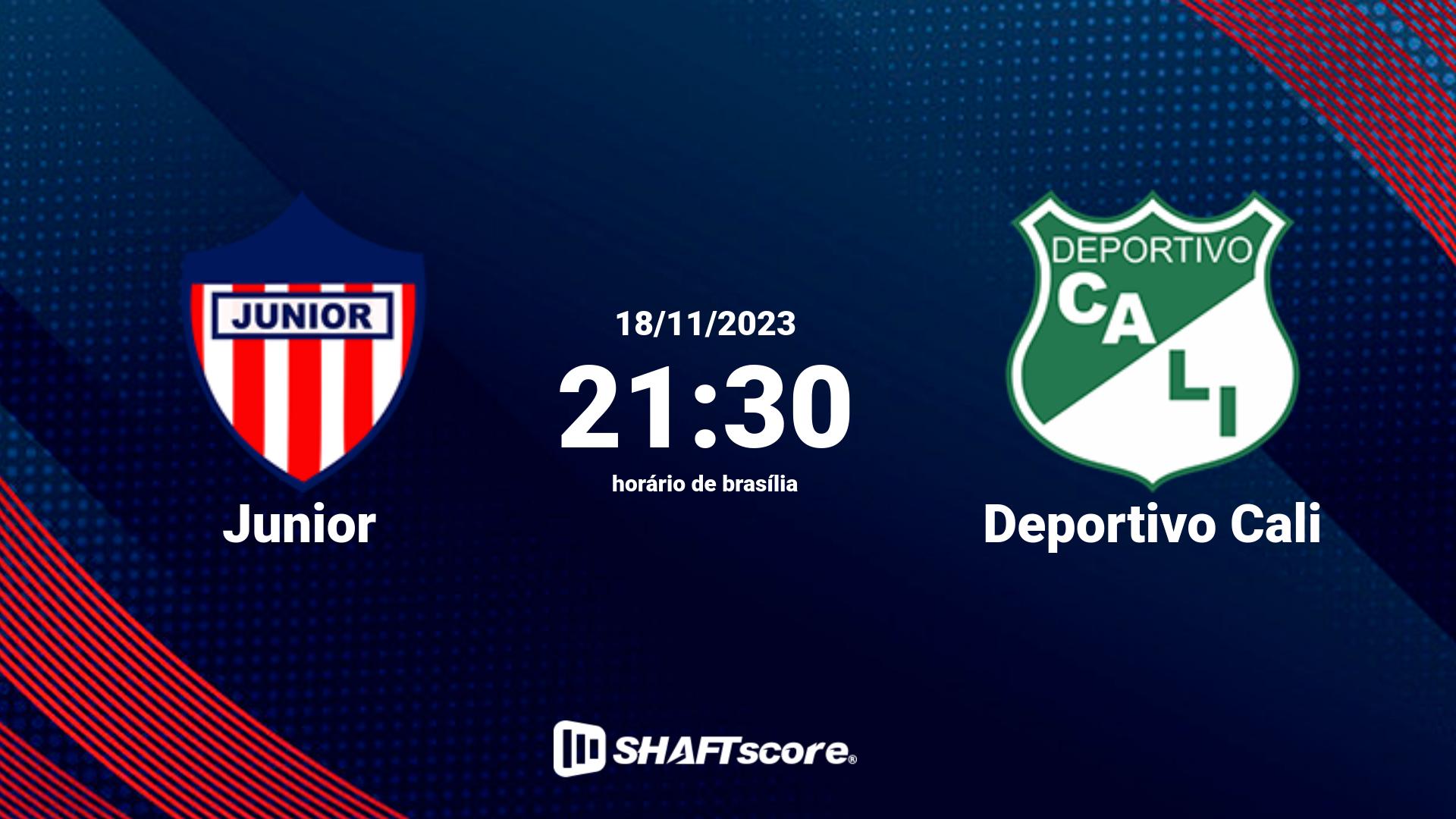 Estatísticas do jogo Junior vs Deportivo Cali 18.11 21:30