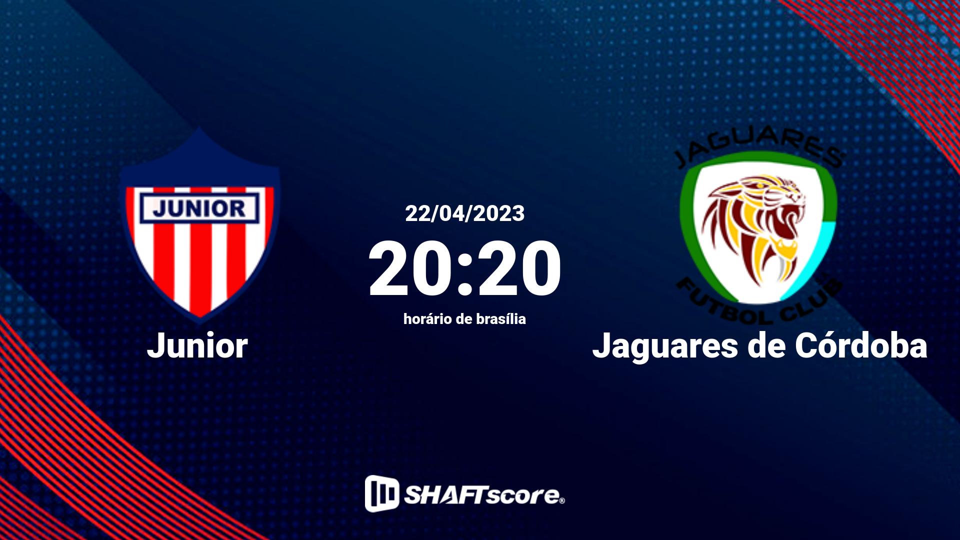 Estatísticas do jogo Junior vs Jaguares de Córdoba 22.04 20:20