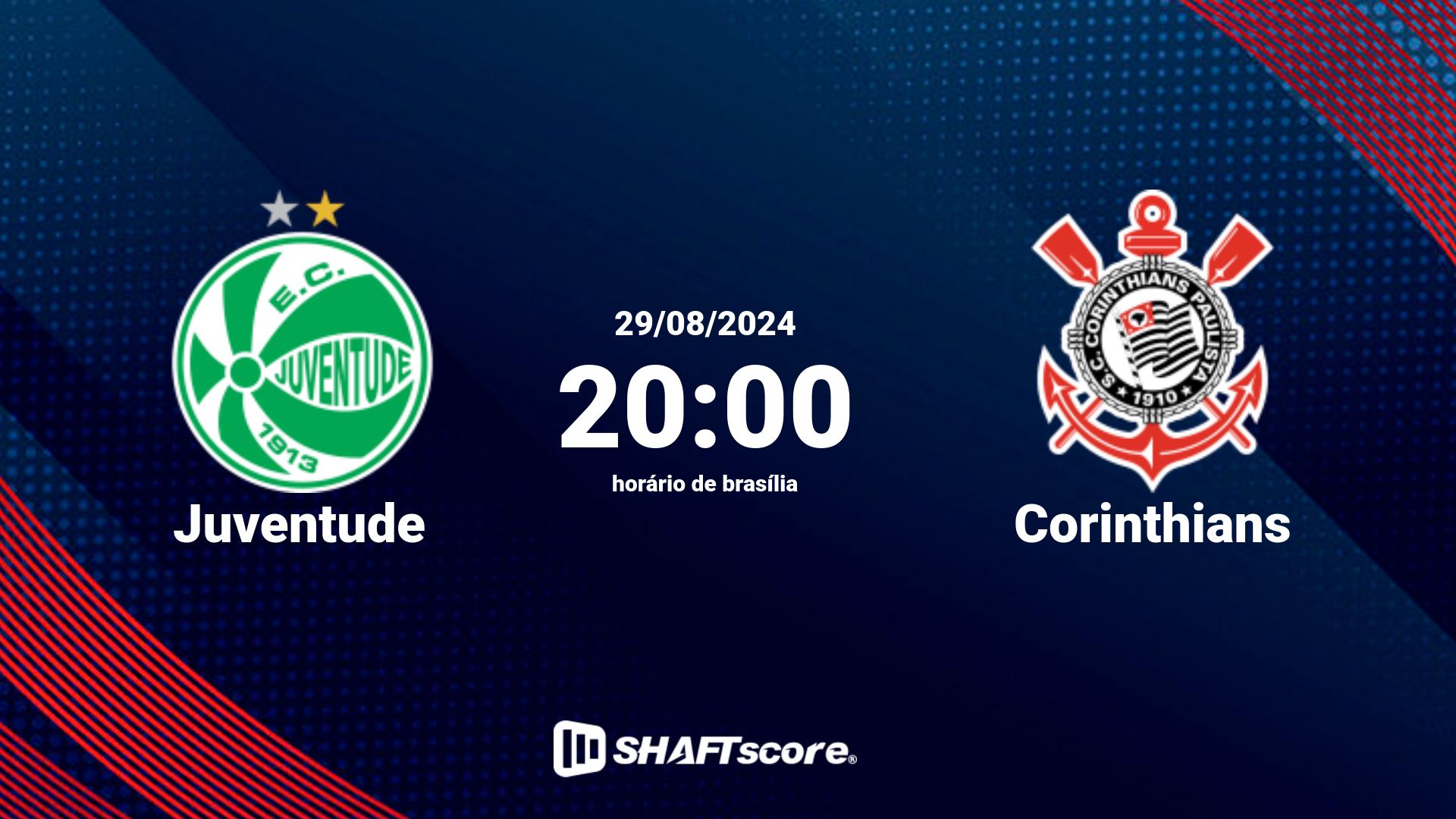 Estatísticas do jogo Juventude vs Corinthians 29.08 20:00