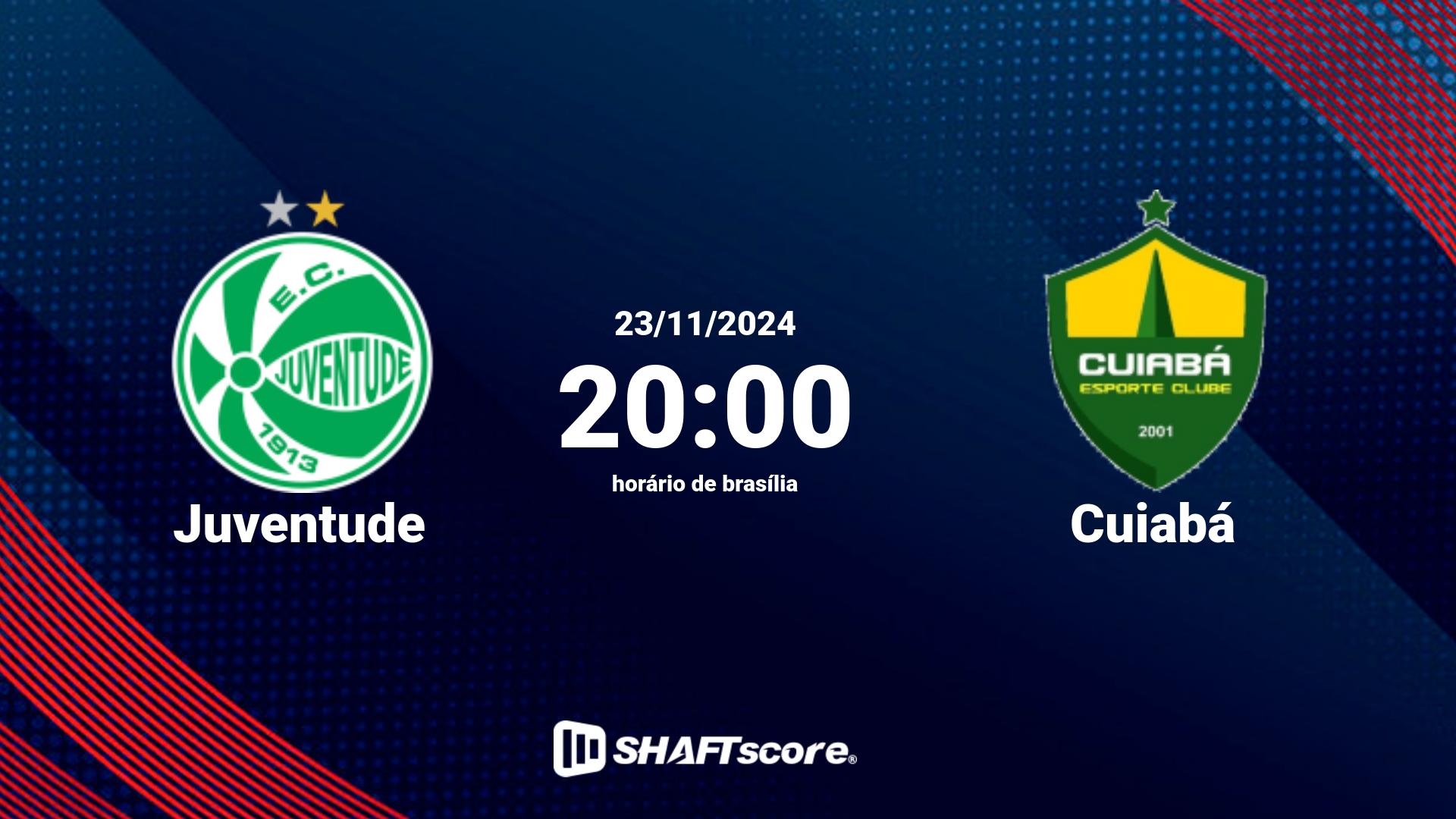 Estatísticas do jogo Juventude vs Cuiabá 23.11 20:00