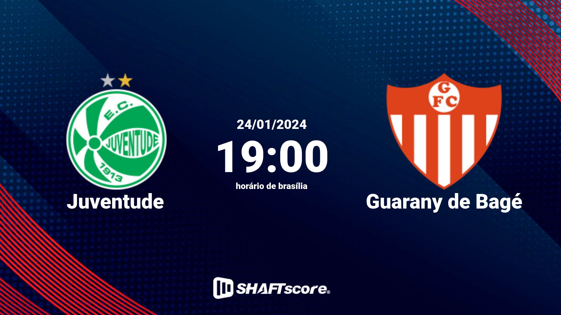 Estatísticas do jogo Juventude vs Guarany de Bagé 24.01 19:00