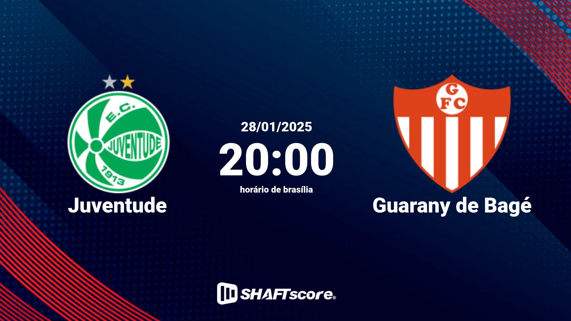 Estatísticas do jogo Juventude vs Guarany de Bagé 28.01 20:00