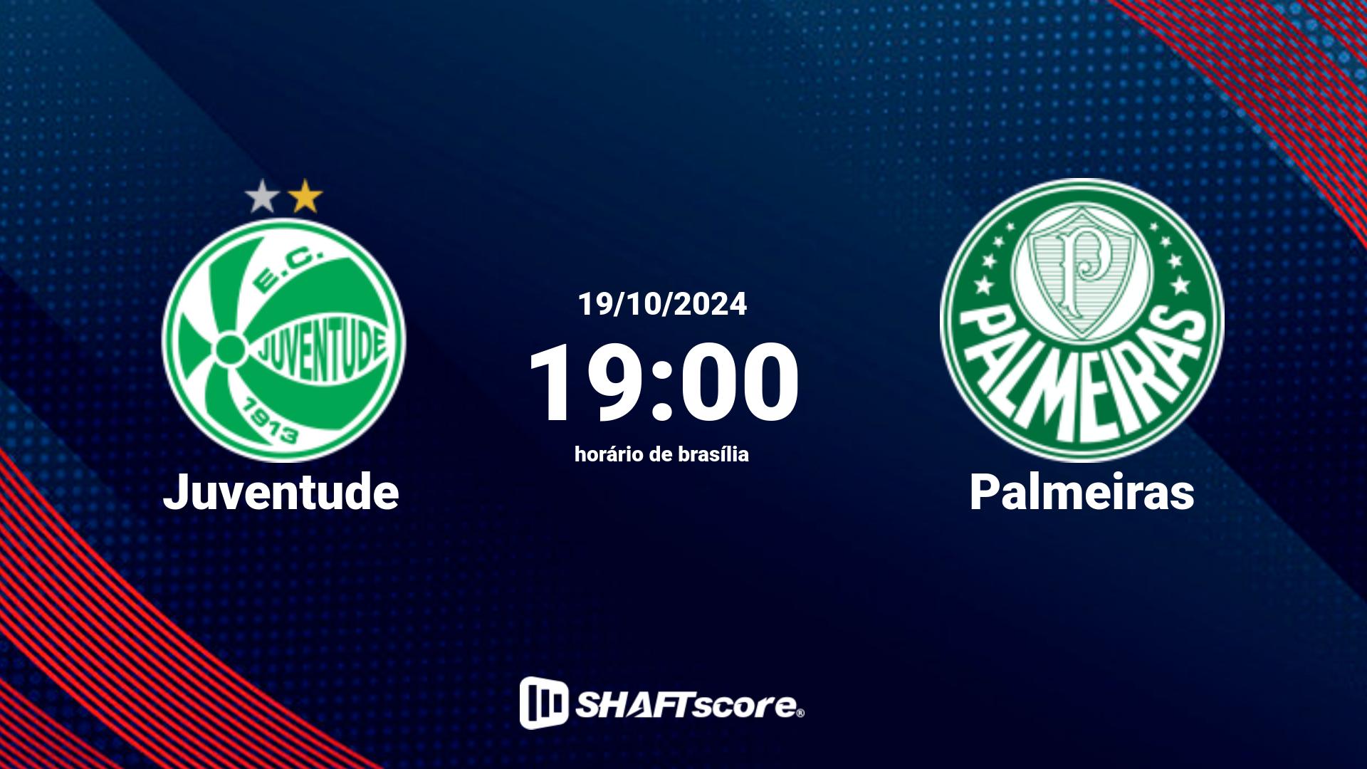 Estatísticas do jogo Juventude vs Palmeiras 20.10 20:00