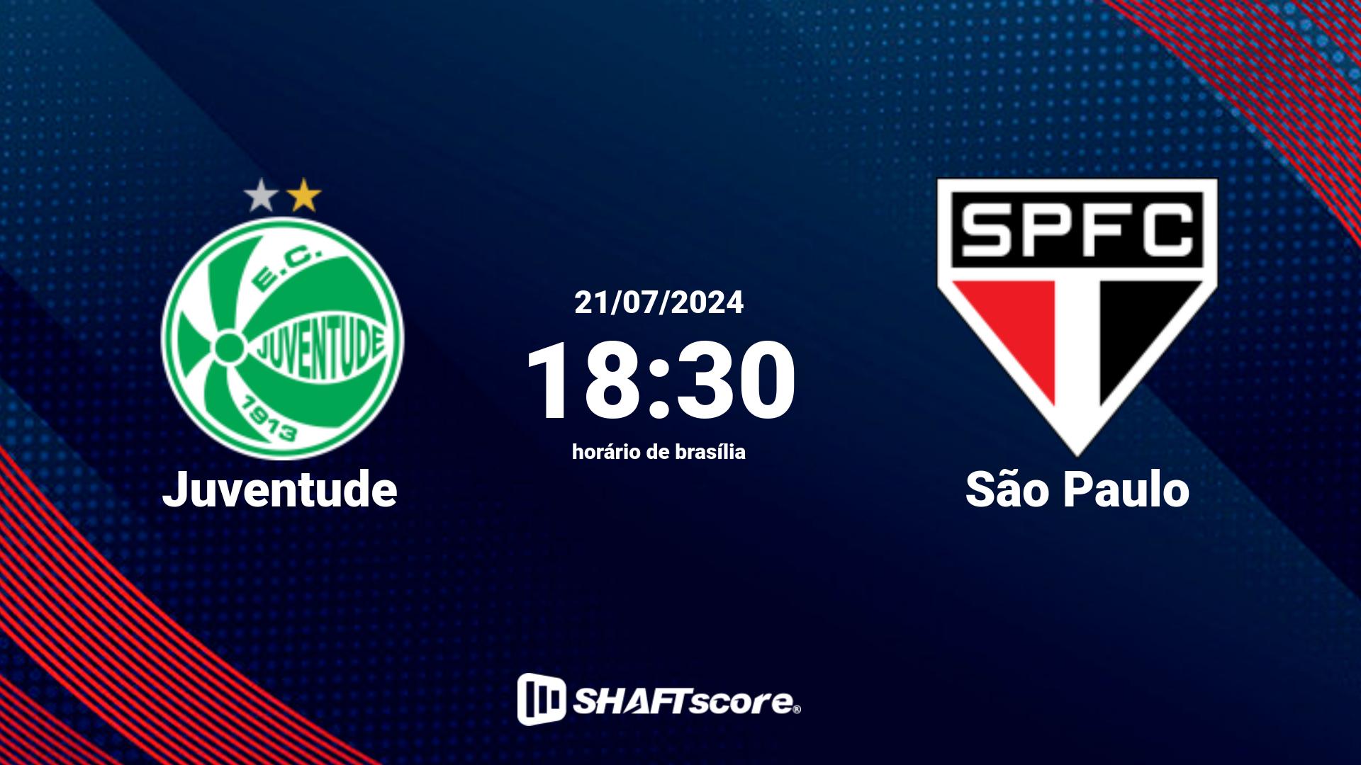Estatísticas do jogo Juventude vs São Paulo 21.07 18:30