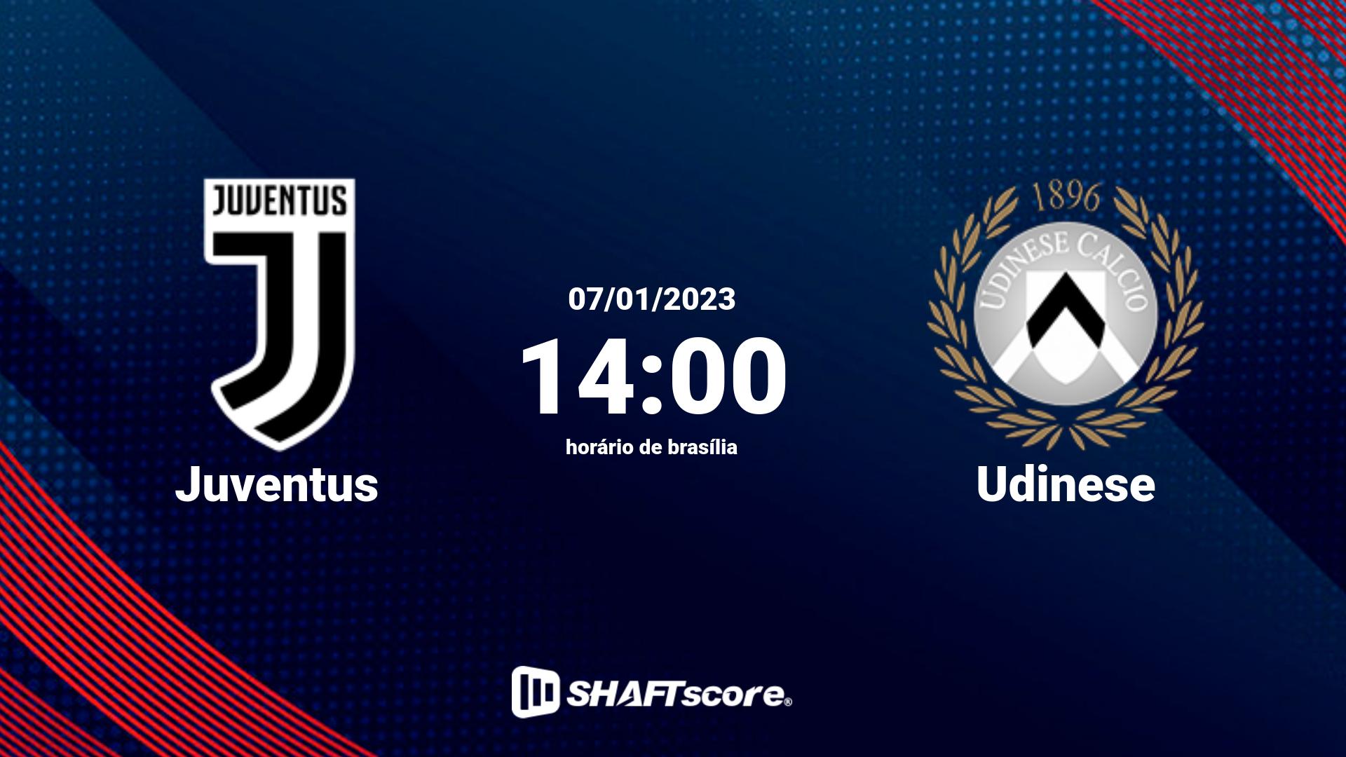 Estatísticas do jogo Juventus vs Udinese 07.01 14:00