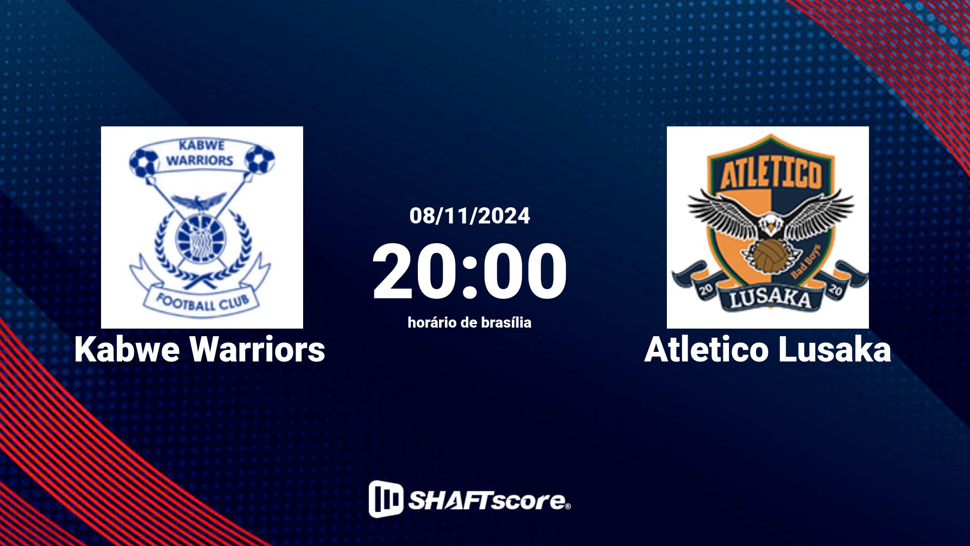 Estatísticas do jogo Kabwe Warriors vs Atletico Lusaka 08.11 20:00