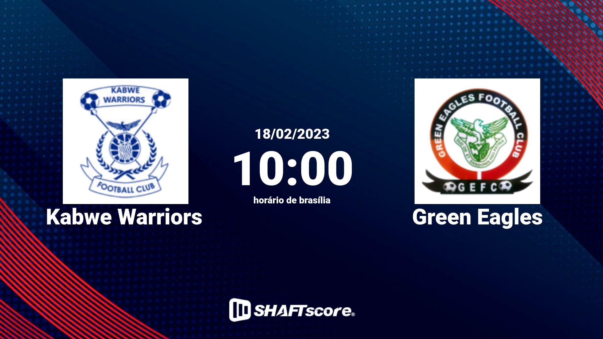 Estatísticas do jogo Kabwe Warriors vs Green Eagles 18.02 10:00