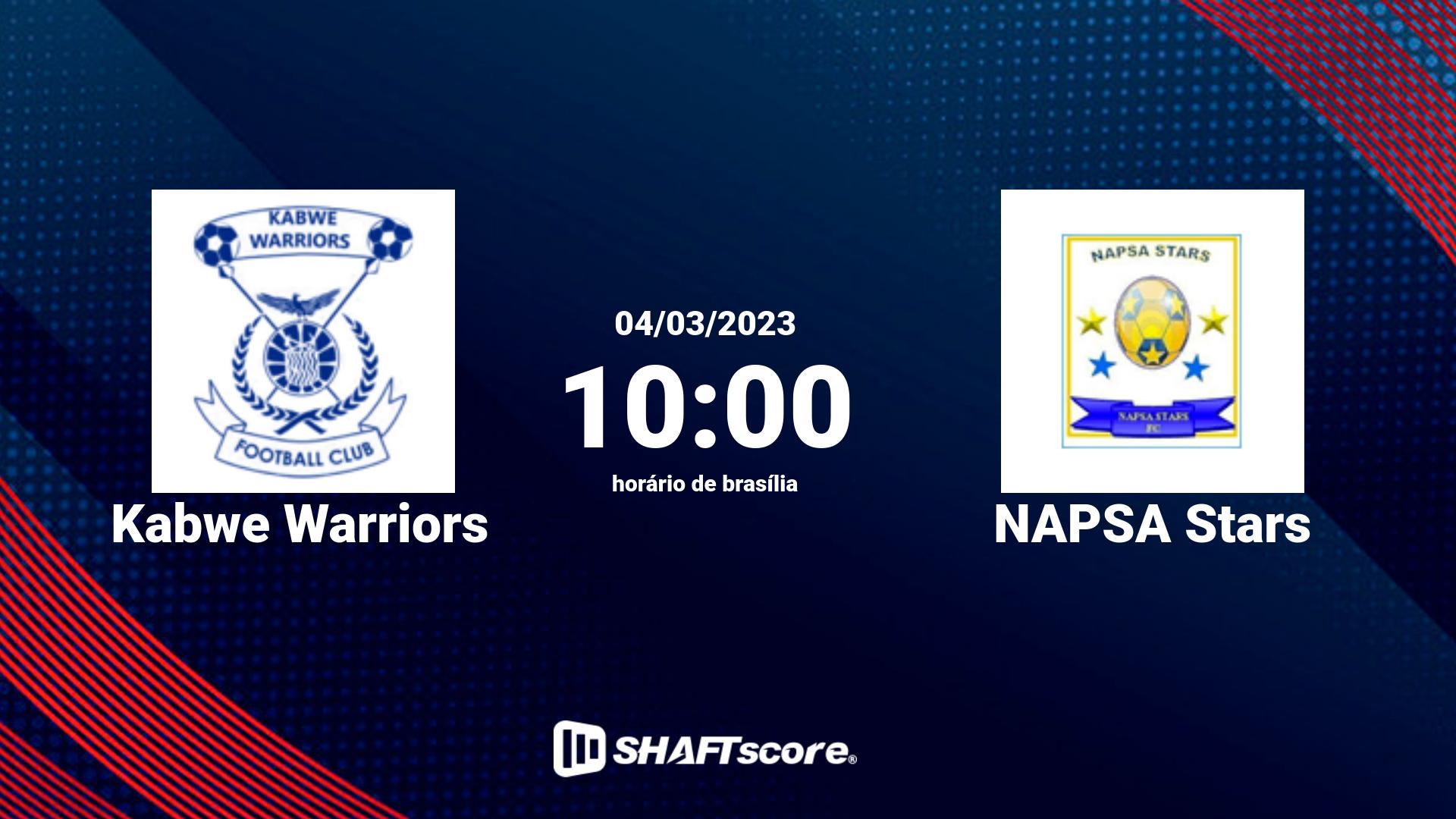 Estatísticas do jogo Kabwe Warriors vs NAPSA Stars 04.03 10:00