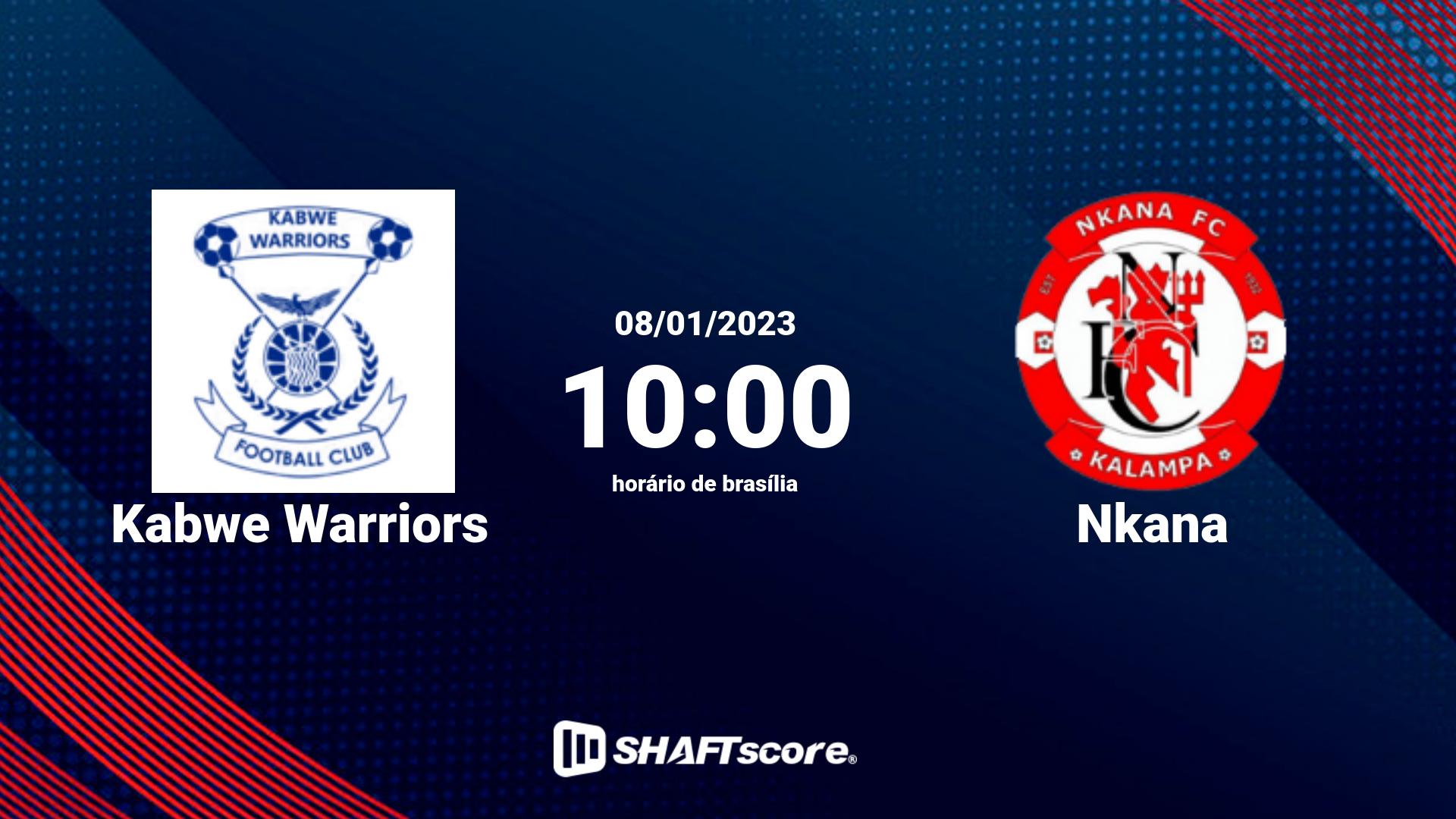 Estatísticas do jogo Kabwe Warriors vs Nkana 08.01 10:00