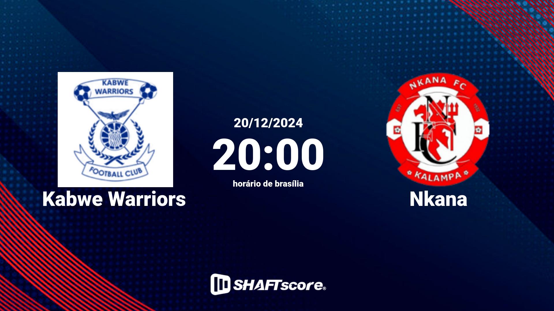 Estatísticas do jogo Kabwe Warriors vs Nkana 20.12 20:00