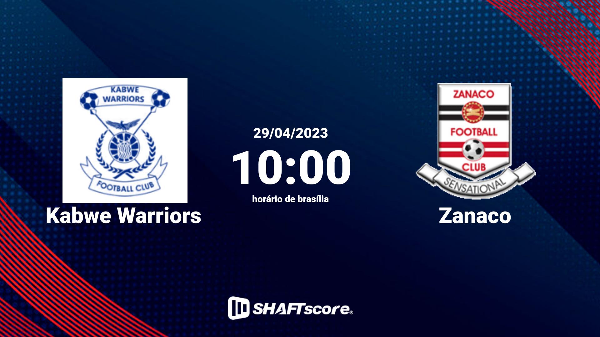 Estatísticas do jogo Kabwe Warriors vs Zanaco 29.04 10:00