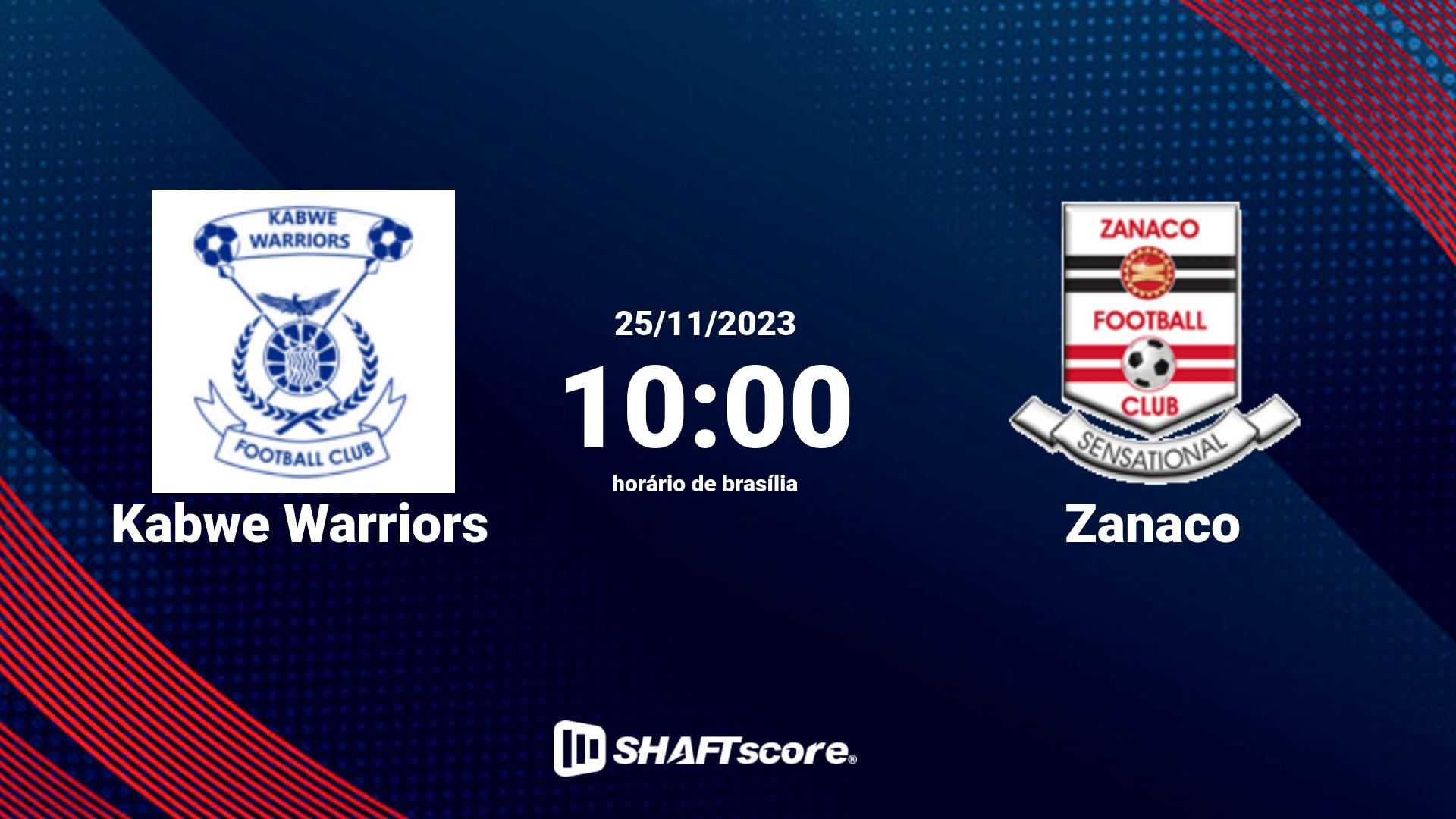 Estatísticas do jogo Kabwe Warriors vs Zanaco 25.11 10:00