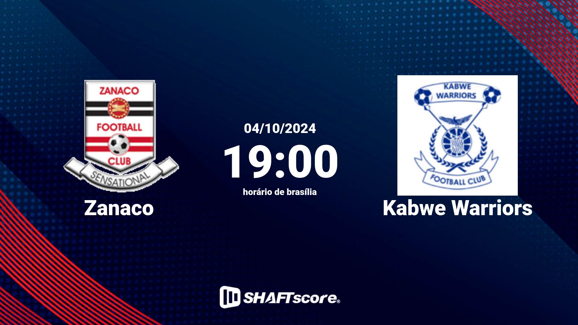 Estatísticas do jogo Kabwe Warriors vs Zanaco 25.11 10:00