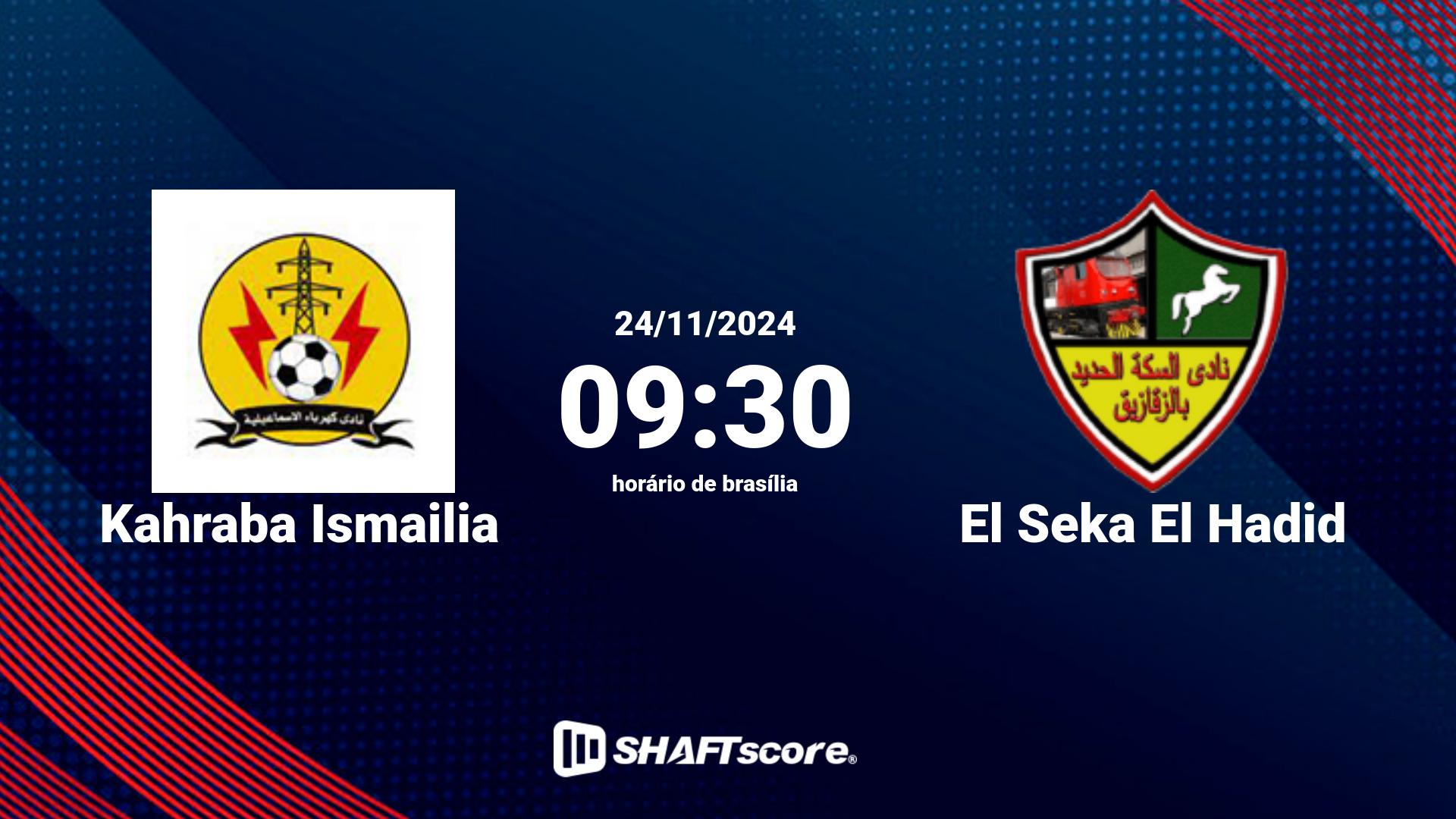 Estatísticas do jogo Kahraba Ismailia vs El Seka El Hadid 24.11 09:30