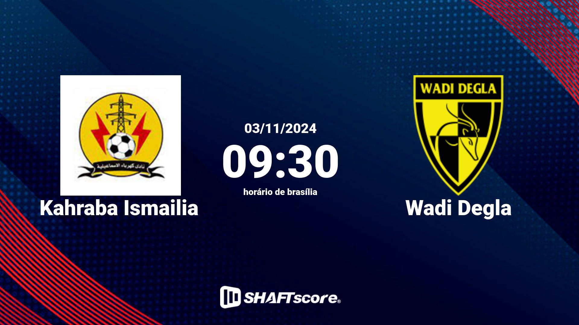 Estatísticas do jogo Kahraba Ismailia vs Wadi Degla 03.11 09:30