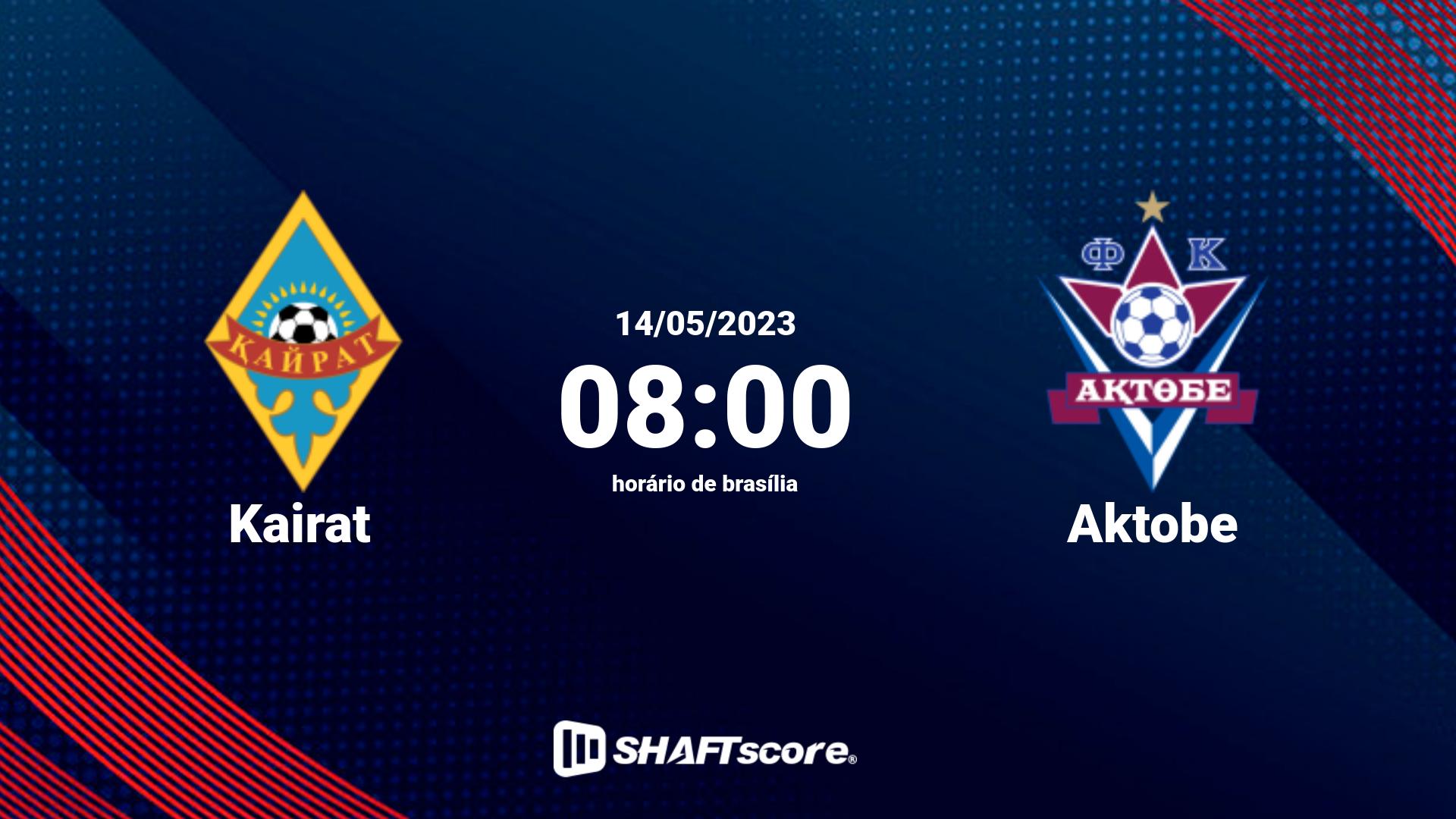 Estatísticas do jogo Kairat vs Aktobe 14.05 08:00