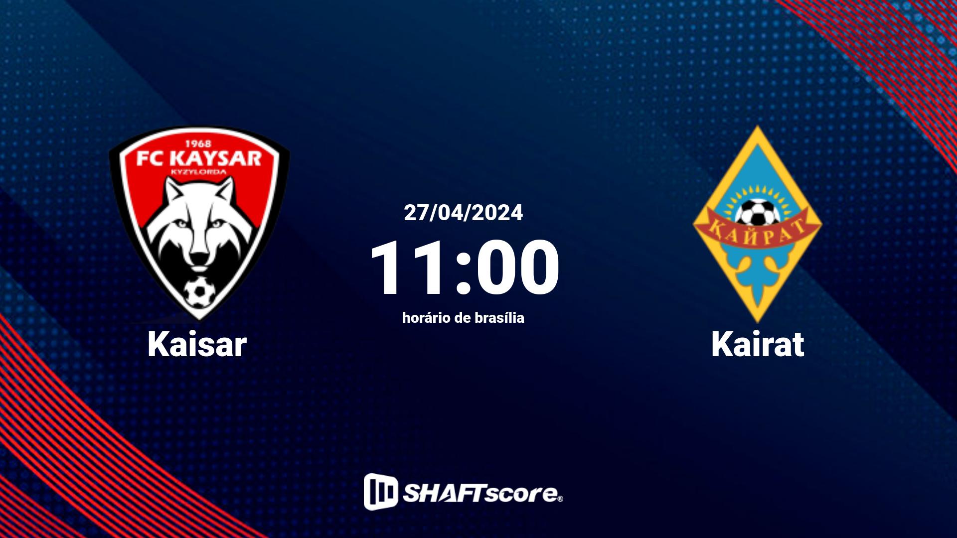 Estatísticas do jogo Kaisar vs Kairat 27.04 11:00