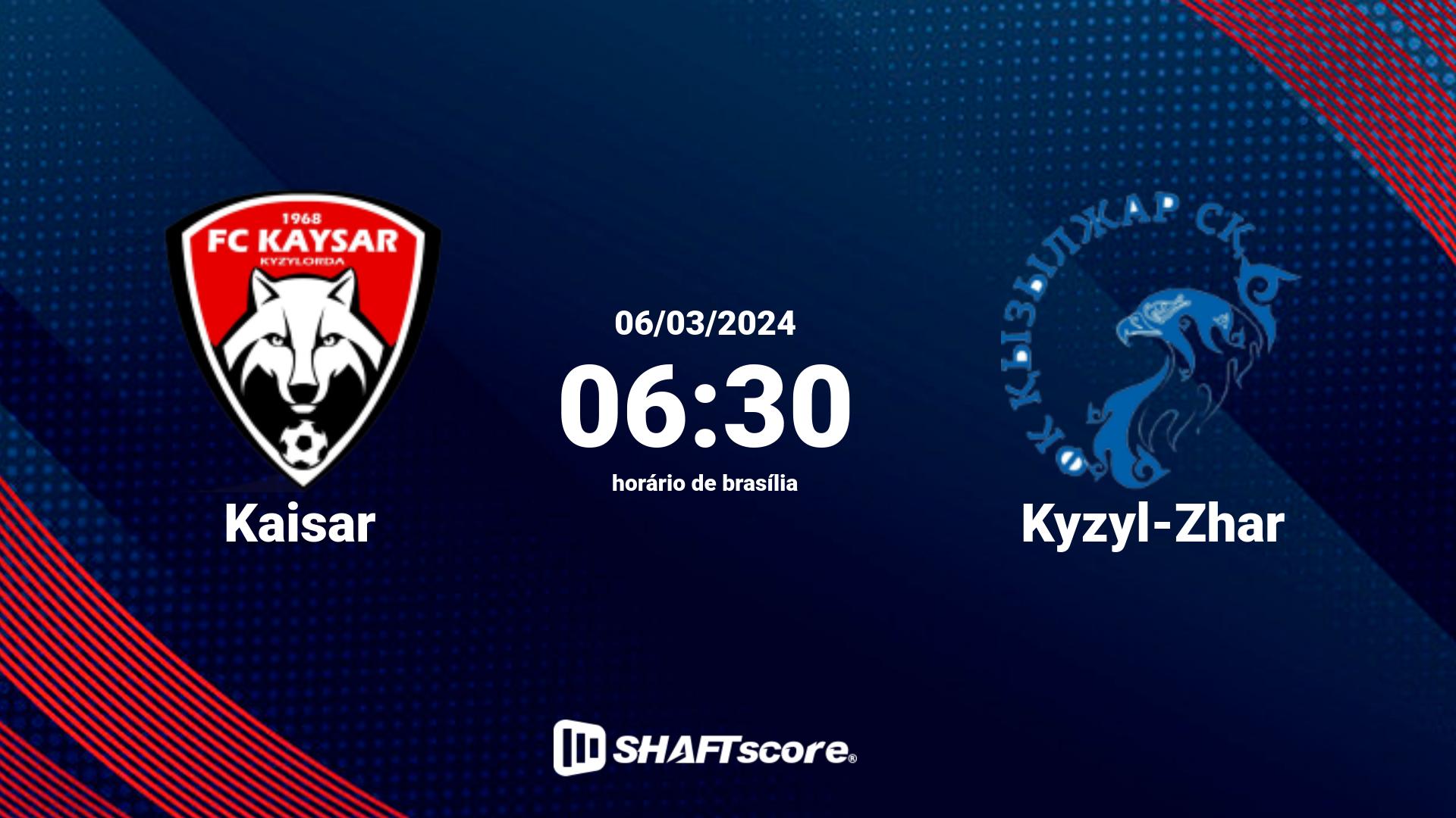 Estatísticas do jogo Kaisar vs Kyzyl-Zhar 06.03 06:30