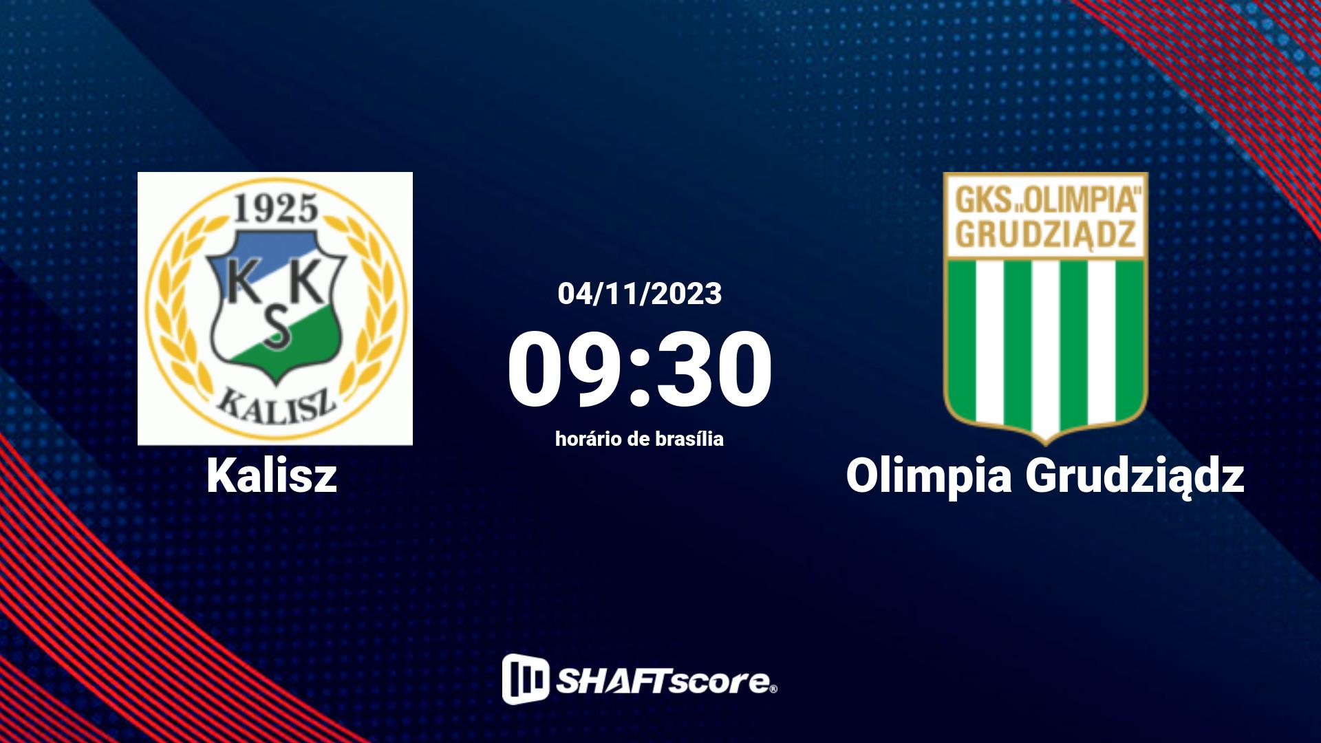 Estatísticas do jogo Kalisz vs Olimpia Grudziądz 04.11 09:30