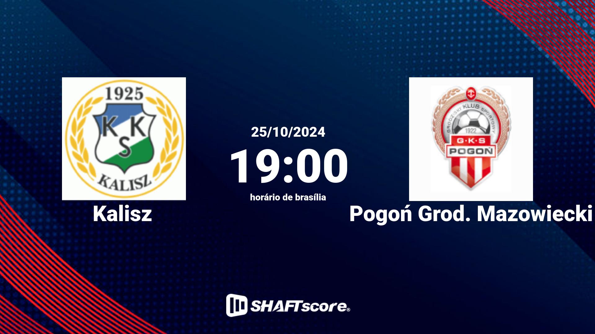 Estatísticas do jogo Kalisz vs Pogoń Grod. Mazowiecki 25.10 19:00