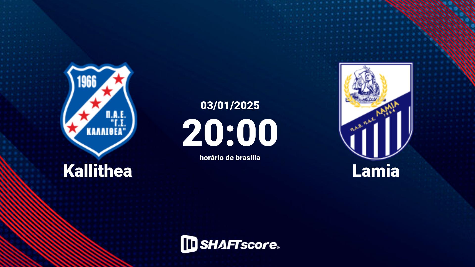 Estatísticas do jogo Kallithea vs Lamia 03.01 20:00