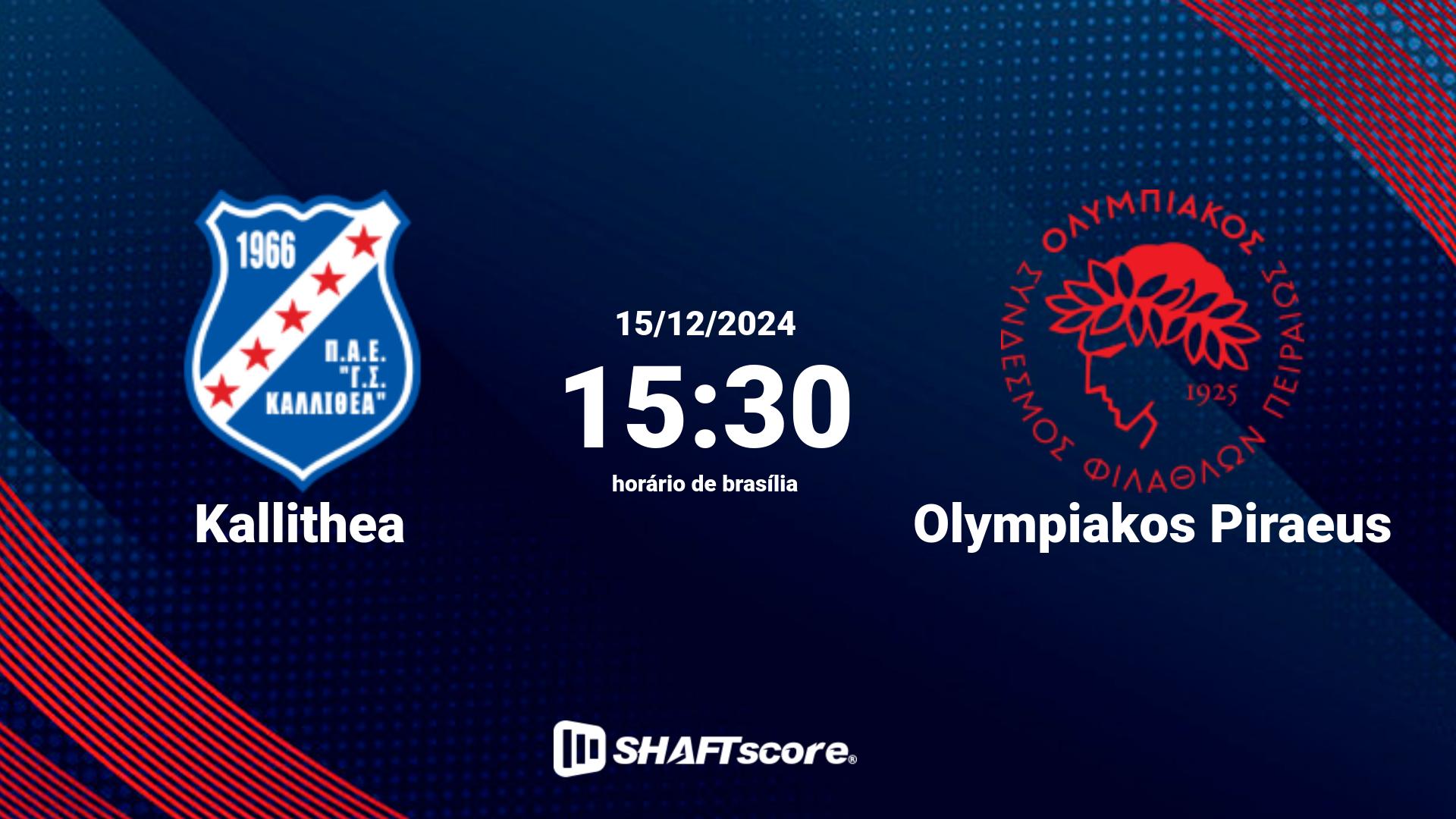 Estatísticas do jogo Kallithea vs Olympiakos Piraeus 15.12 15:30