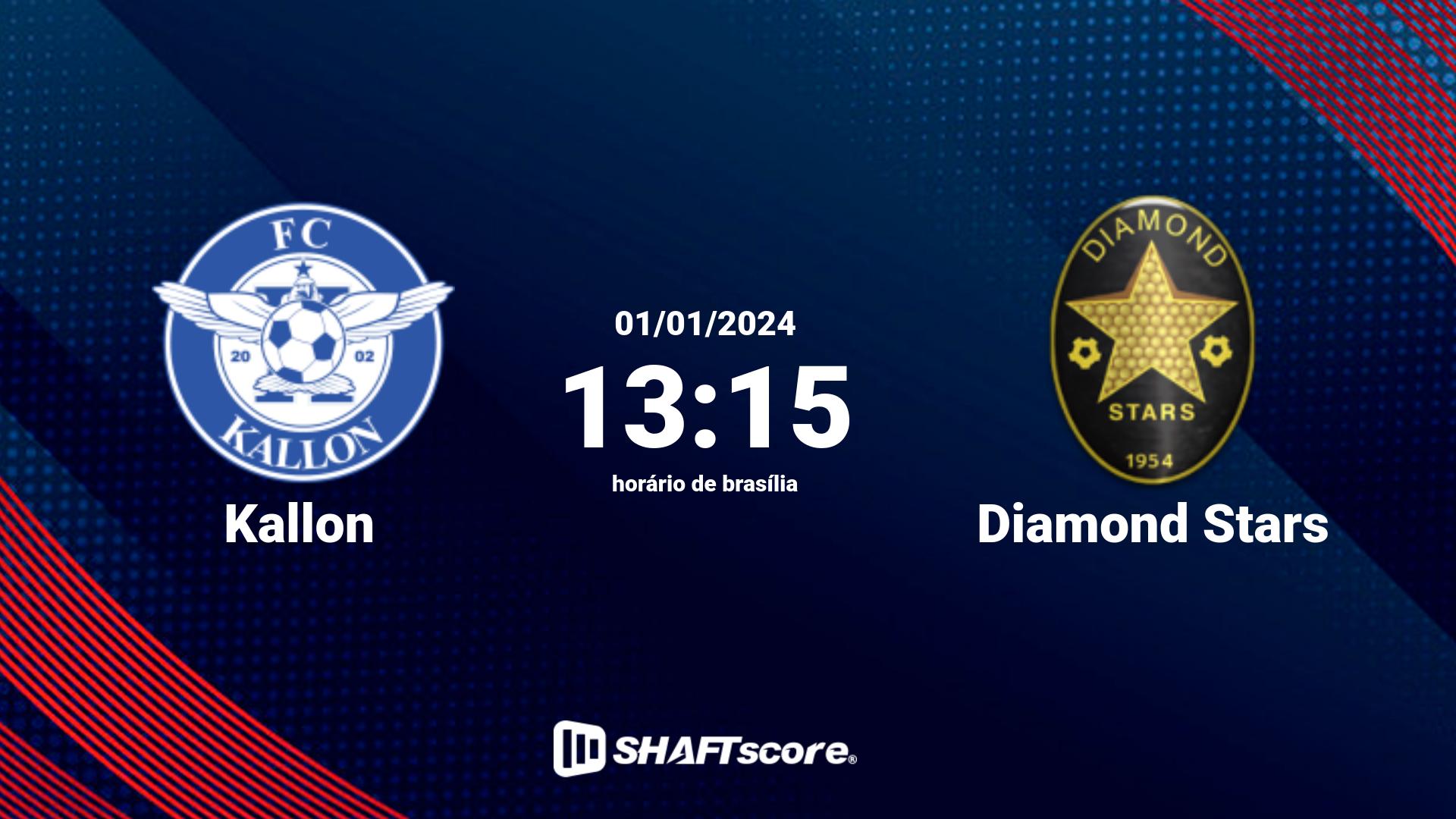 Estatísticas do jogo Kallon vs Diamond Stars 01.01 13:15