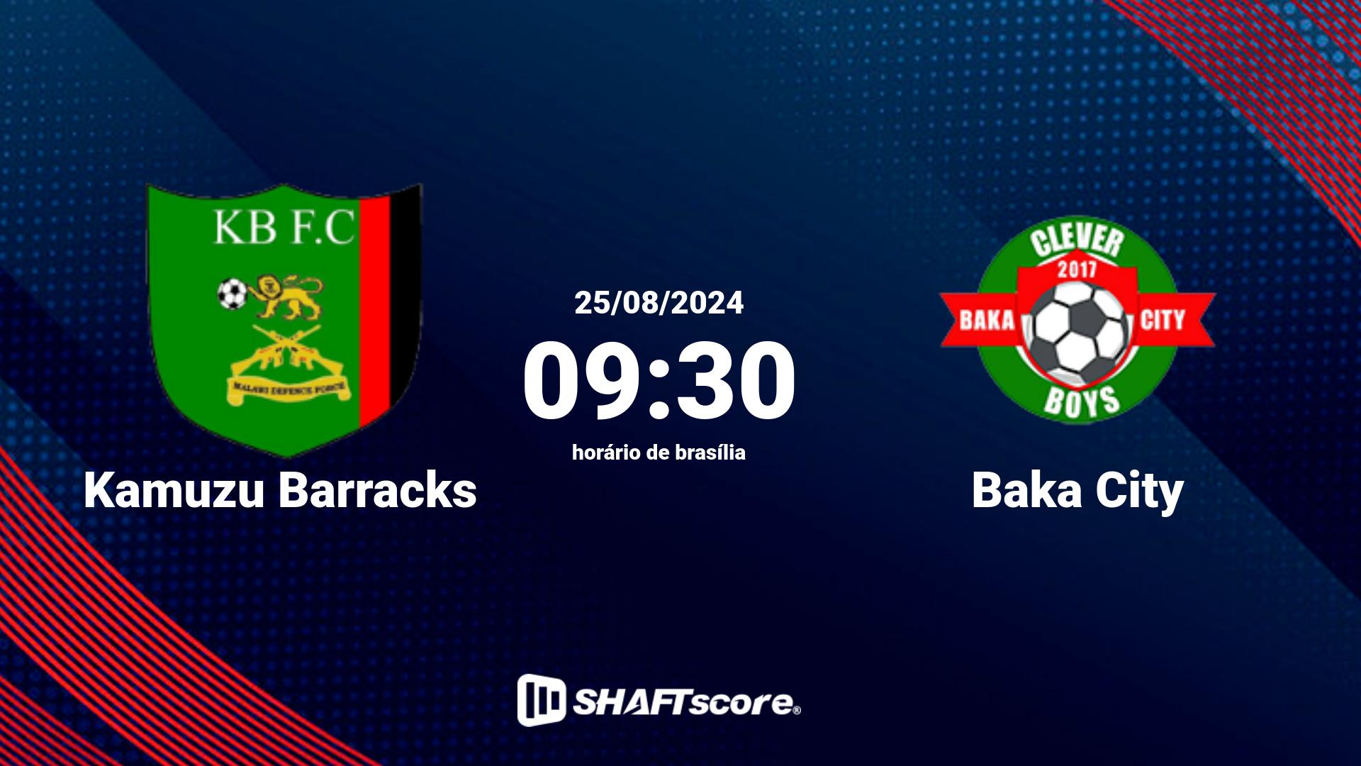 Estatísticas do jogo Kamuzu Barracks vs Baka City 25.08 09:30