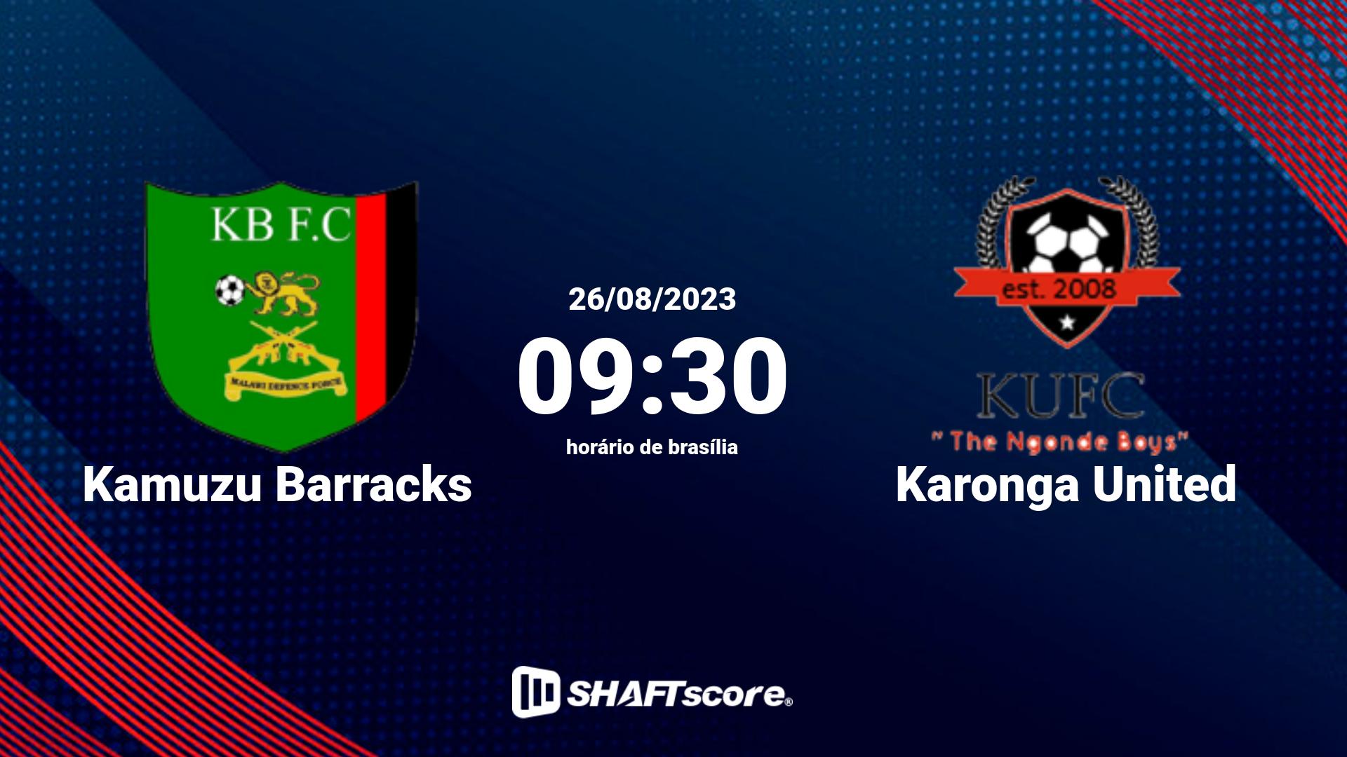 Estatísticas do jogo Kamuzu Barracks vs Karonga United 26.08 09:30